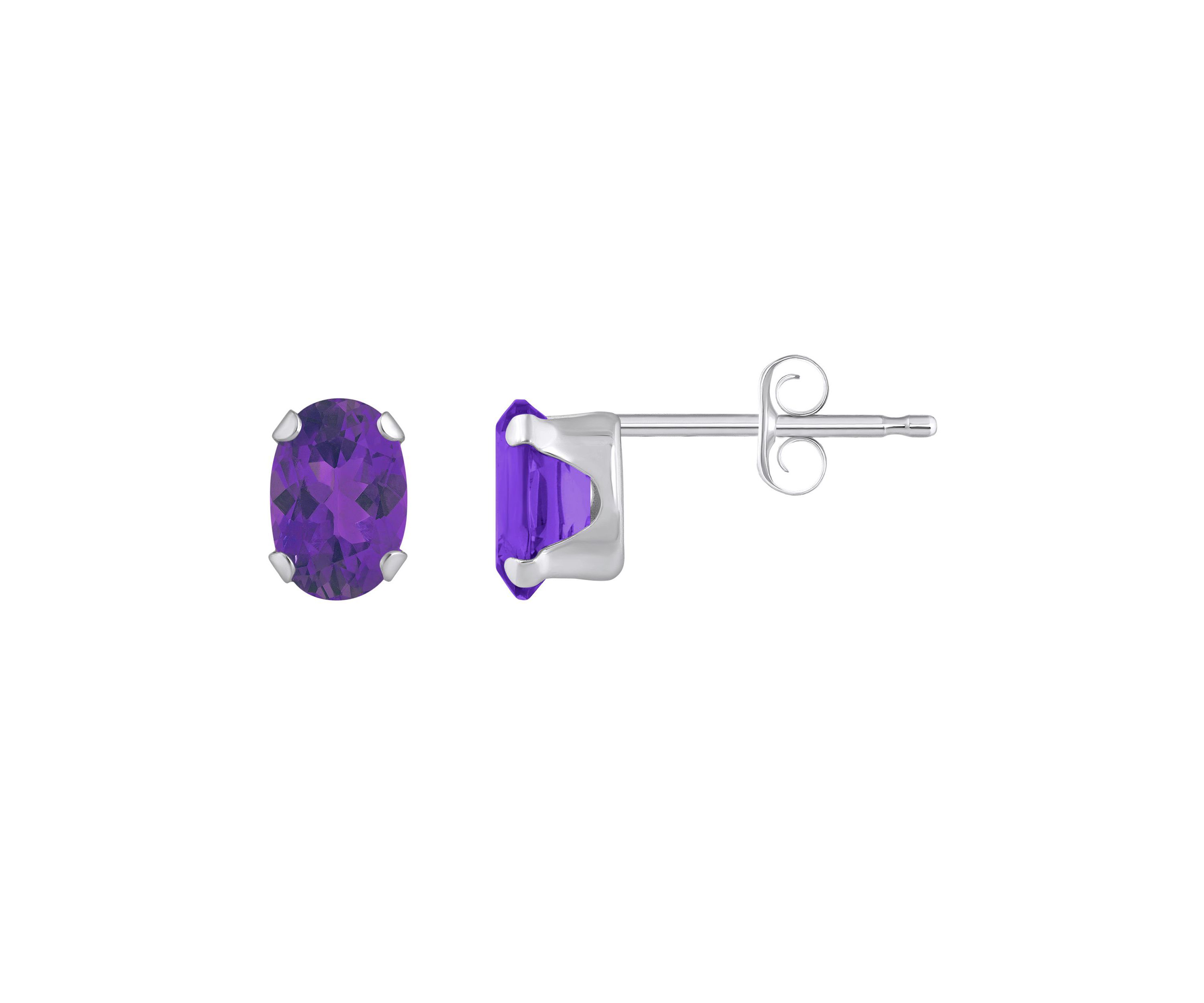 10K Gold 6x4mm Oval Amethyst Stud Earrings