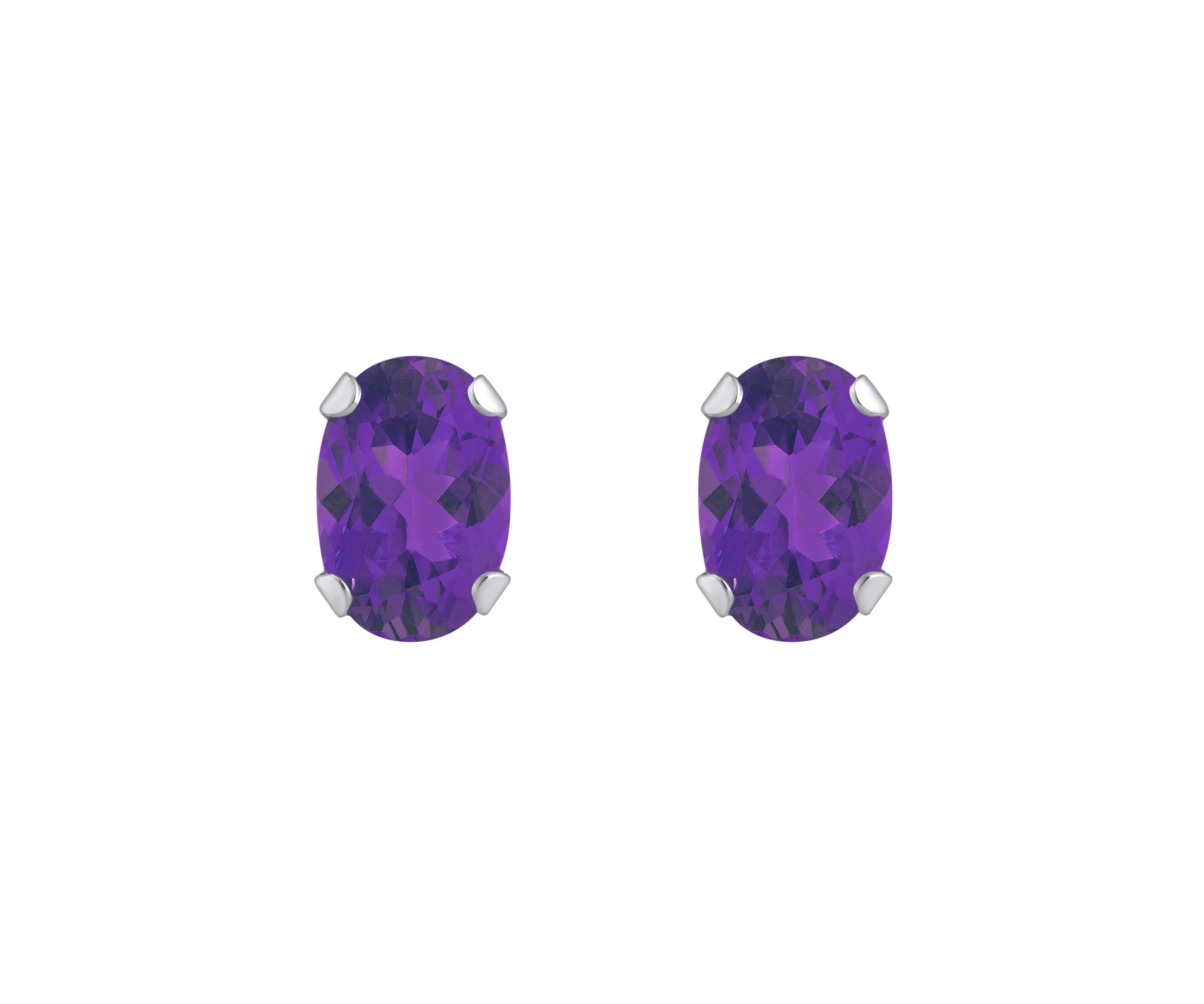 10K Gold 6x4mm Oval Amethyst Stud Earrings