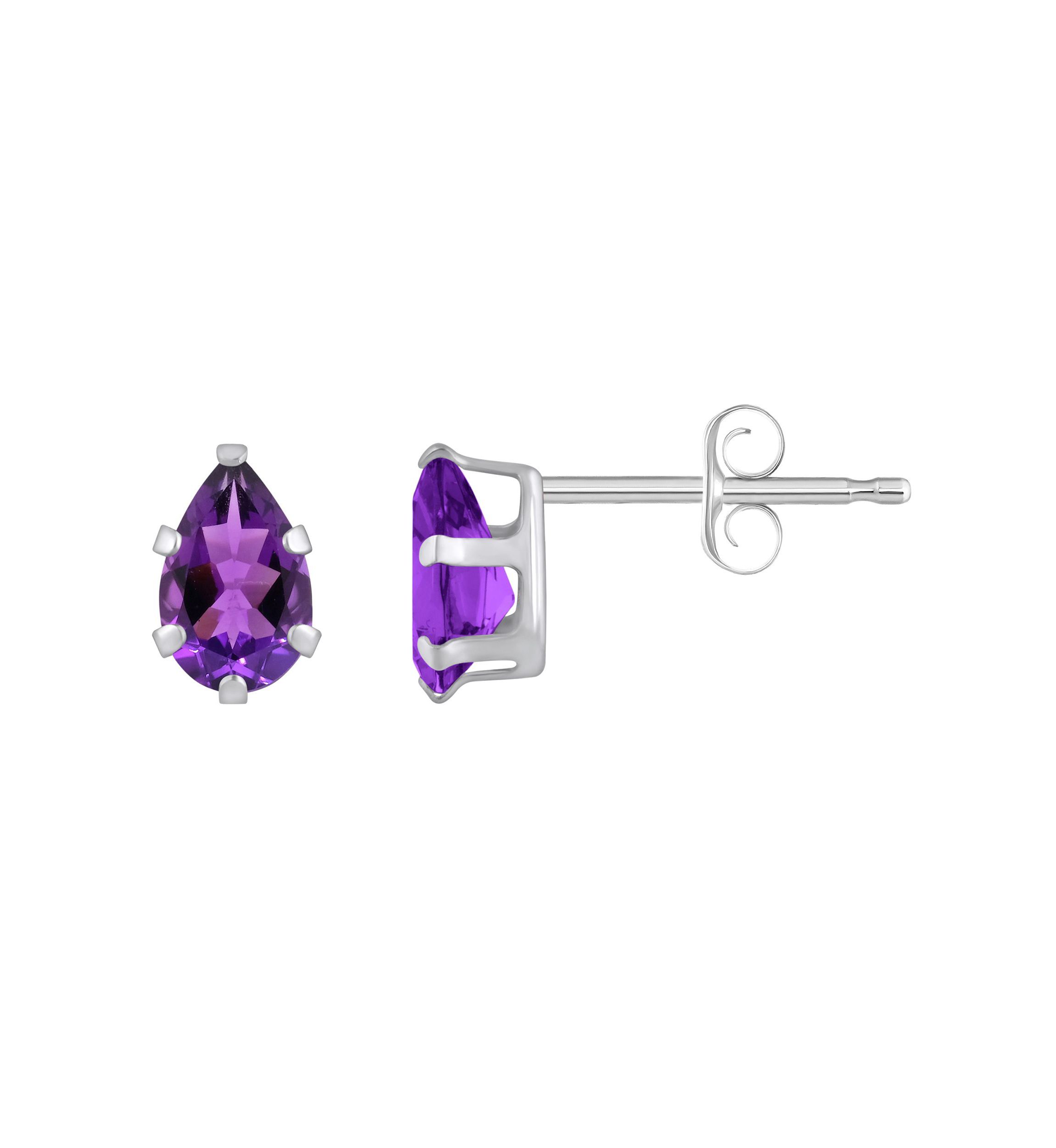 10K Gold 6x4mm Pear Shape Amethyst Stud Earrings