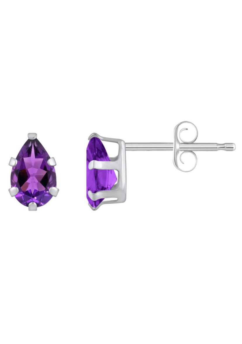 10K Gold 6x4mm Pear Shape Amethyst Stud Earrings