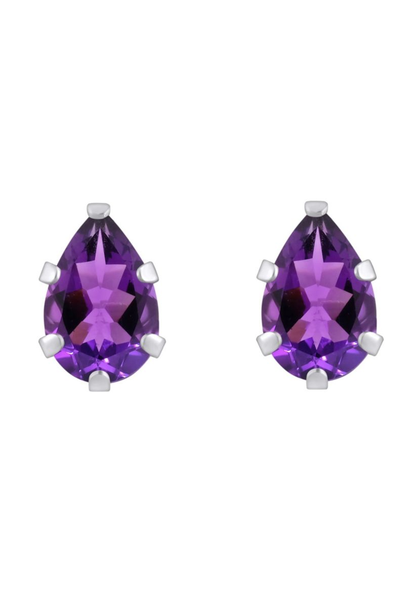 10K Gold 6x4mm Pear Shape Amethyst Stud Earrings