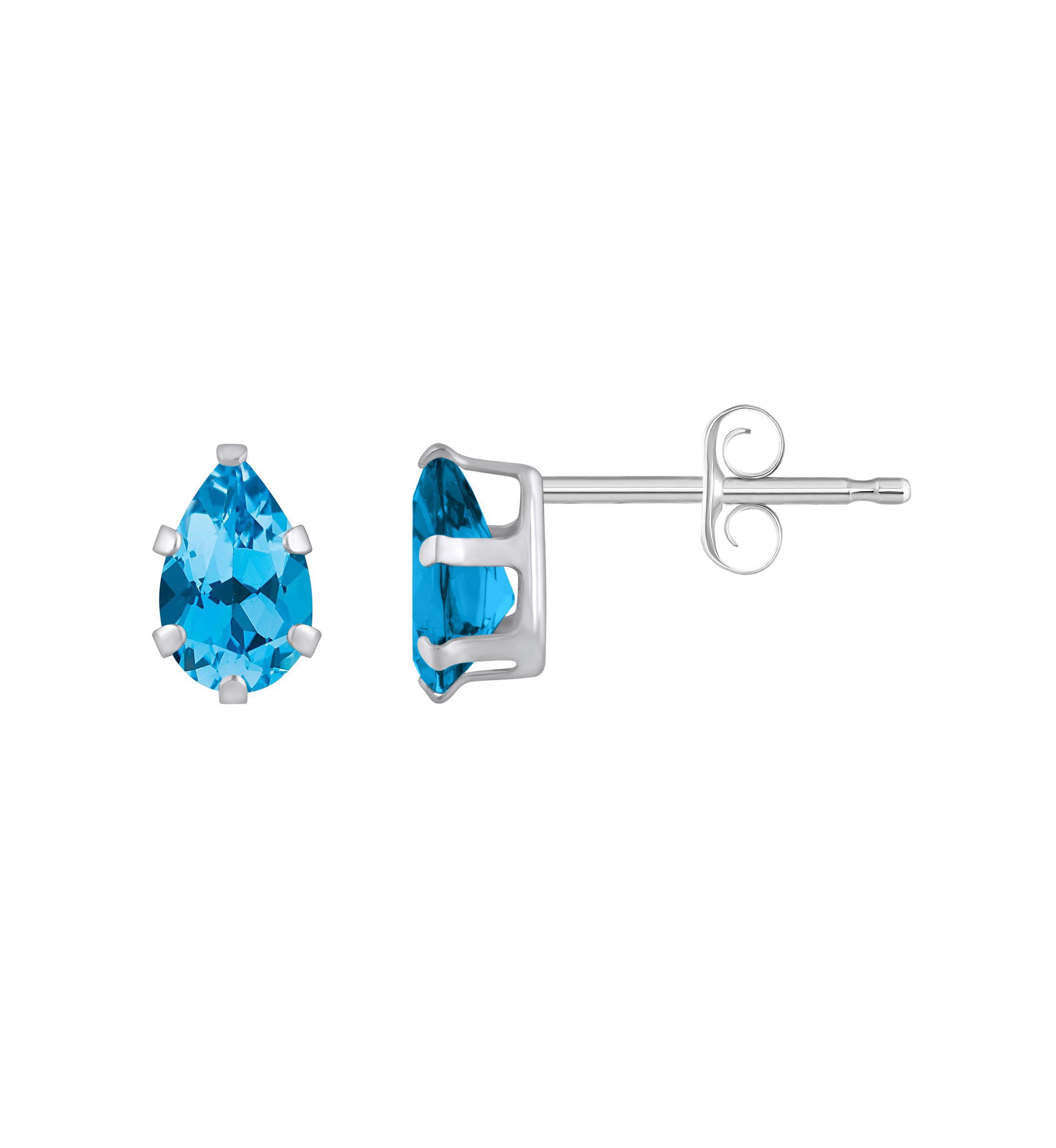 10K Gold 6x4mm Pear Shape Blue Topaz Stud Earrings