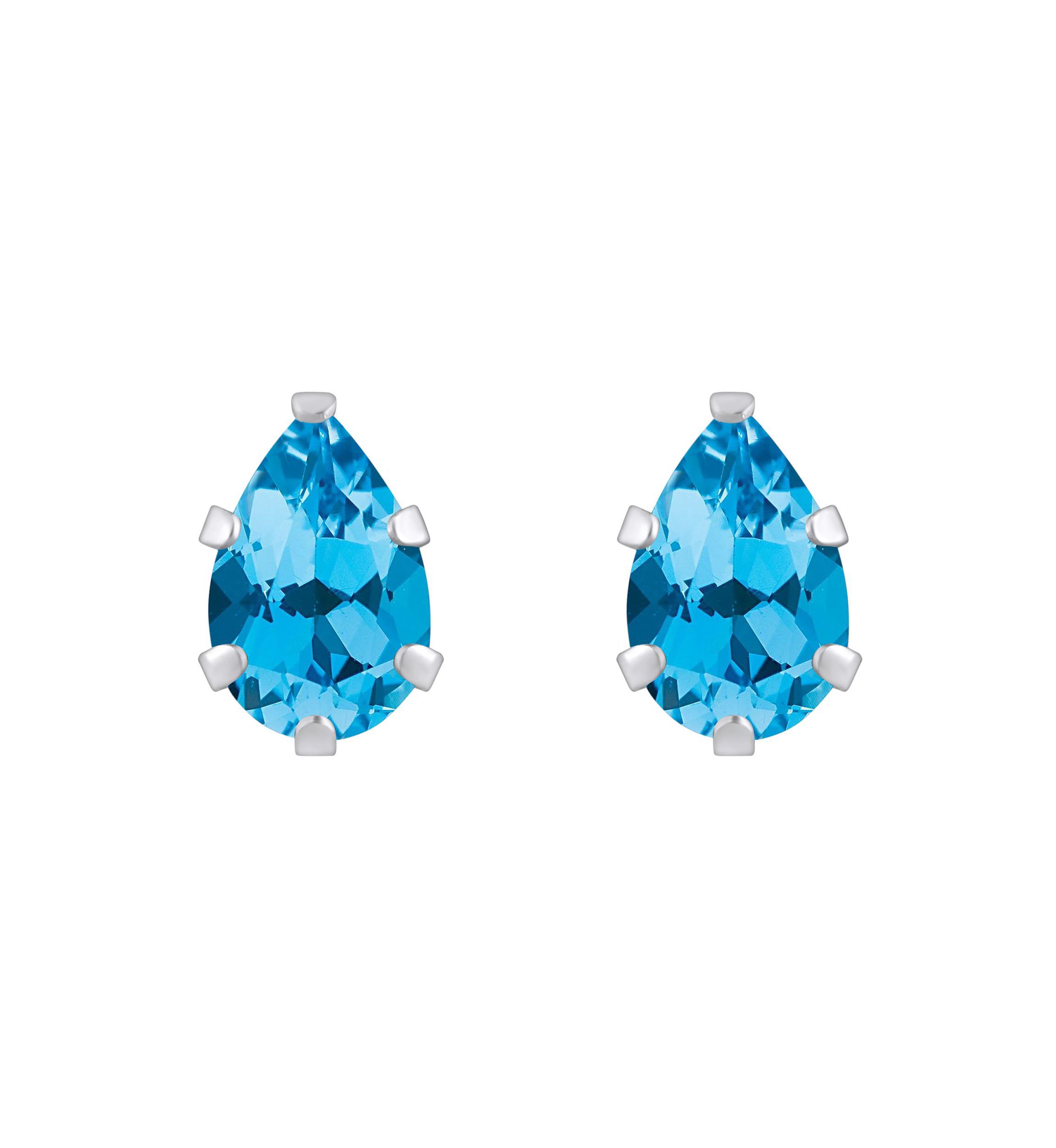 10K Gold 6x4mm Pear Shape Blue Topaz Stud Earrings