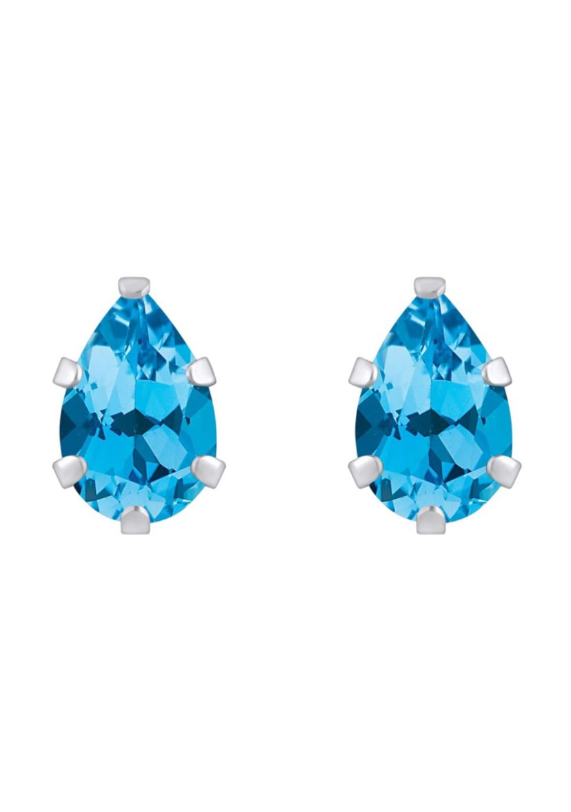 10K Gold 6x4mm Pear Shape Blue Topaz Stud Earrings