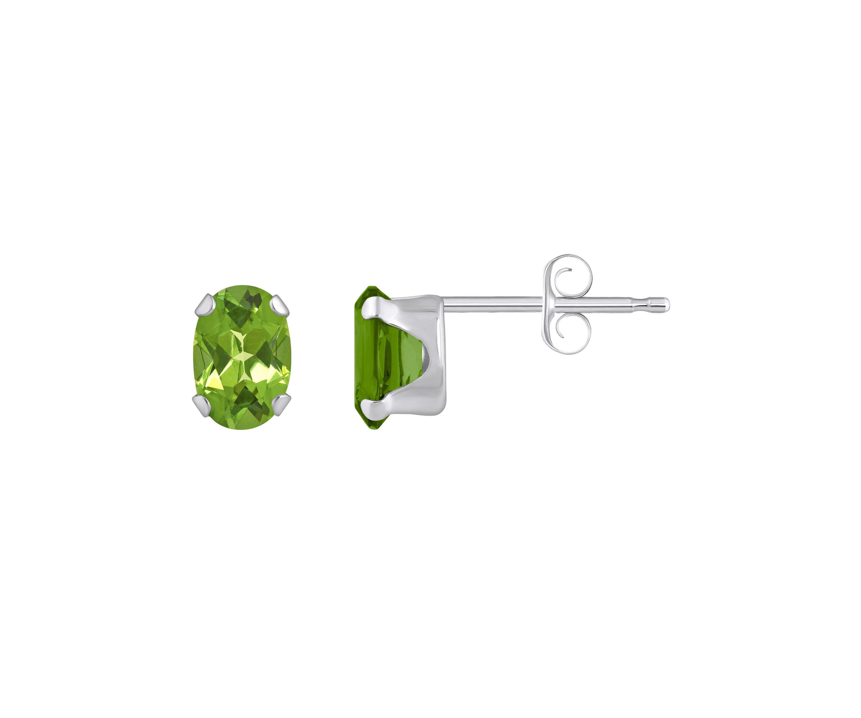 10K Gold 6x4mm Oval Peridot Stud Earrings