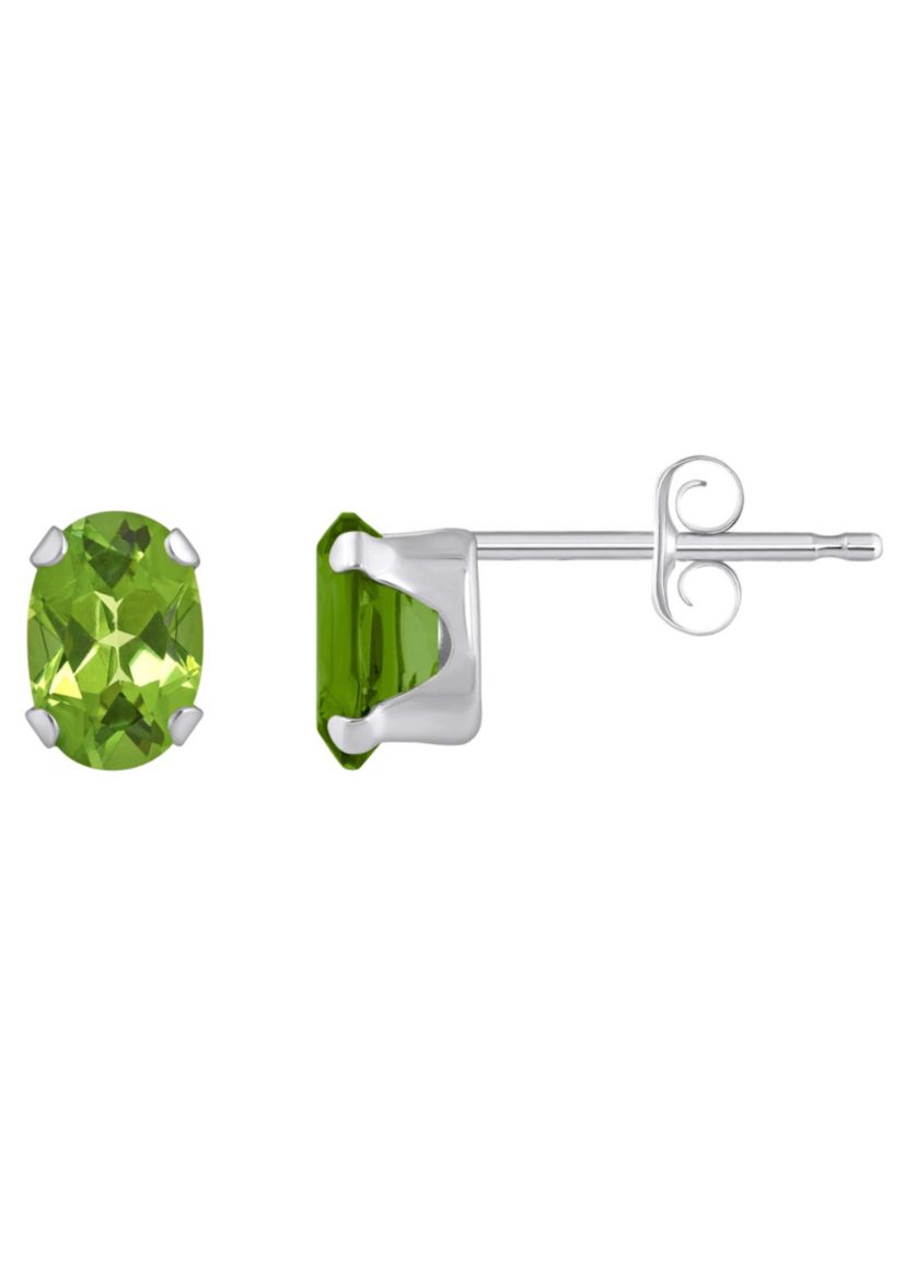 10K Gold 6x4mm Oval Peridot Stud Earrings