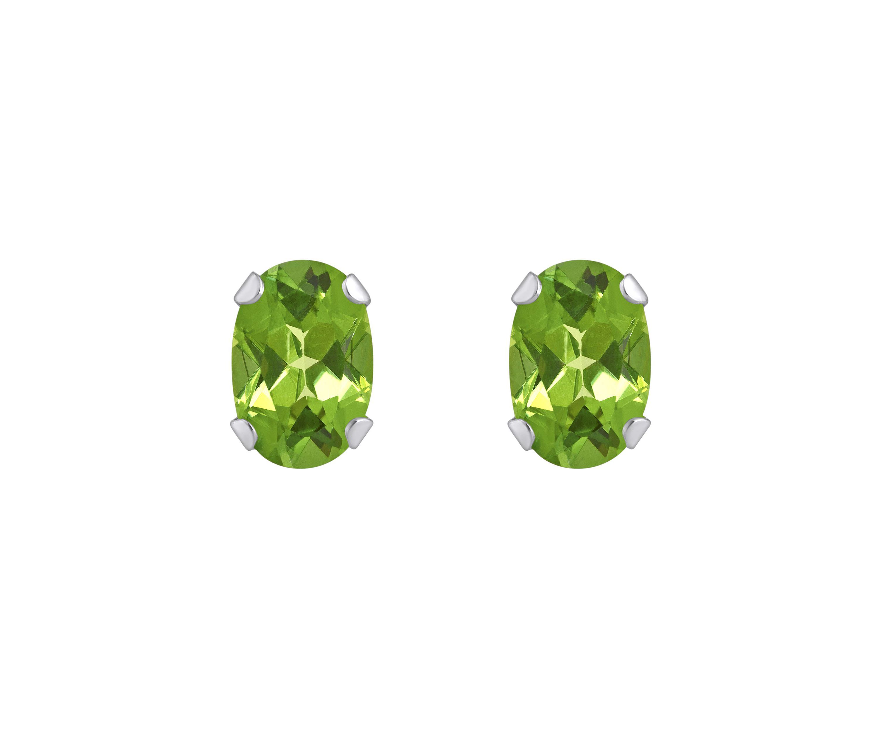 10K Gold 6x4mm Oval Peridot Stud Earrings