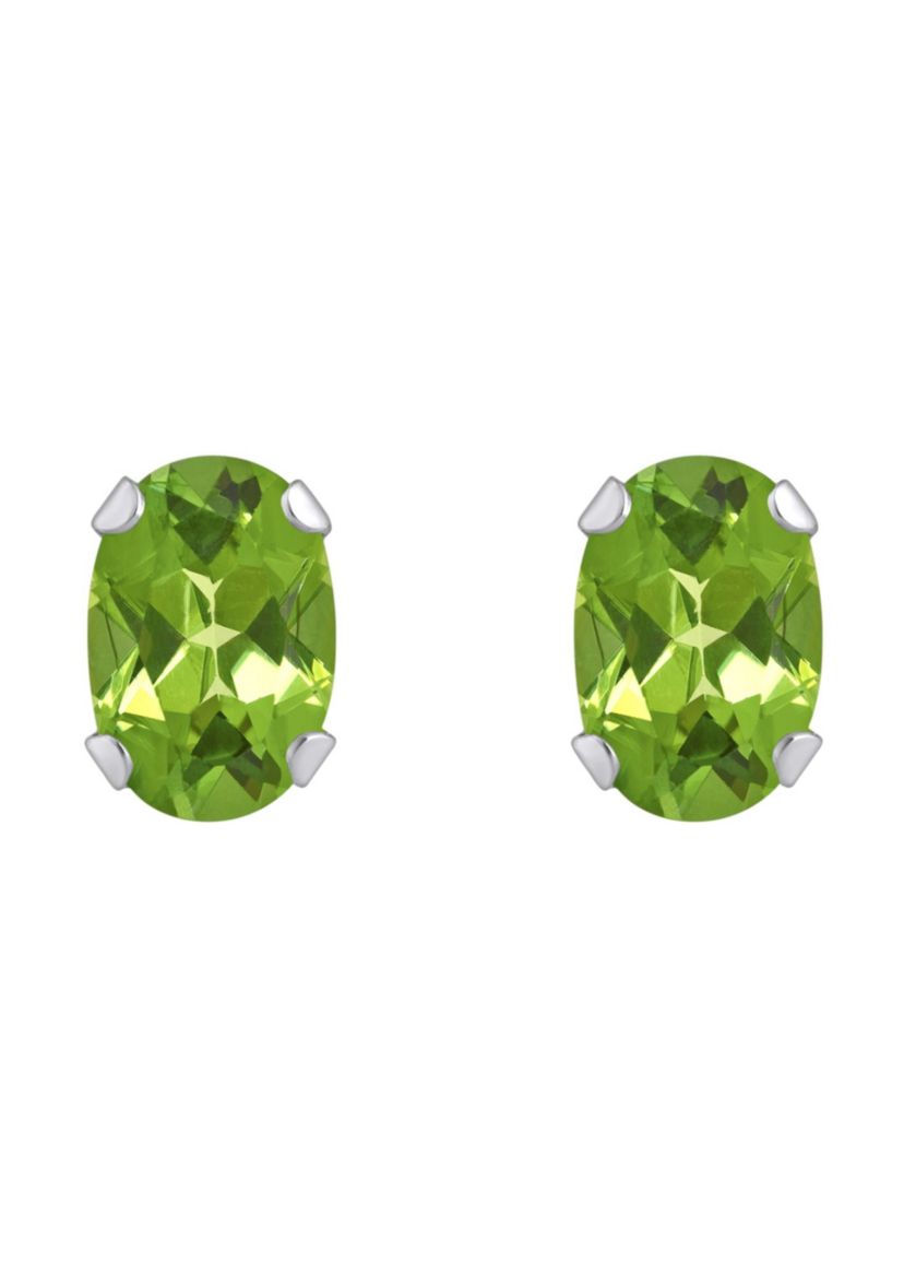 10K Gold 6x4mm Oval Peridot Stud Earrings