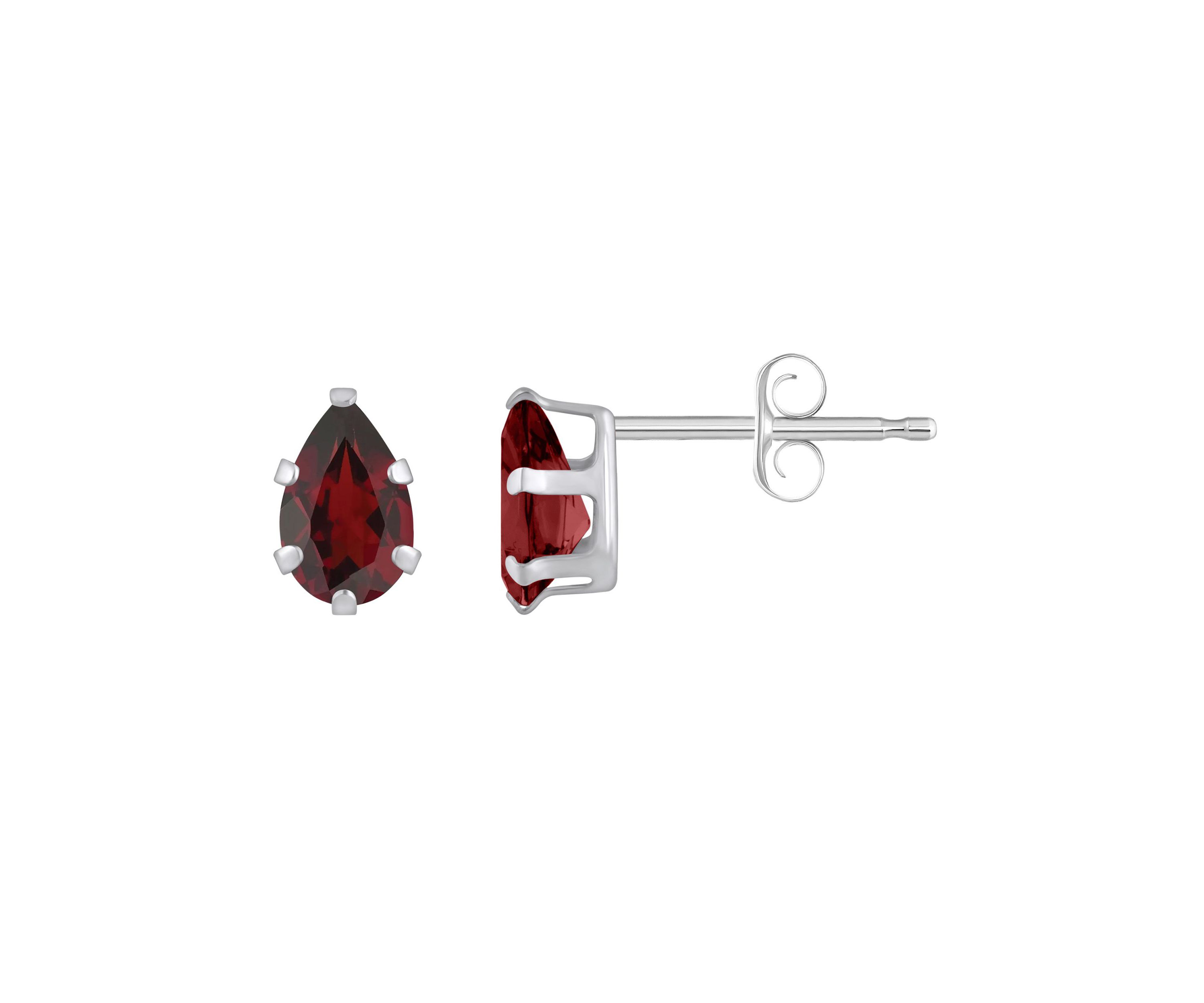 10K Gold 6x4mm Pear Shape Garnet Stud Earrings