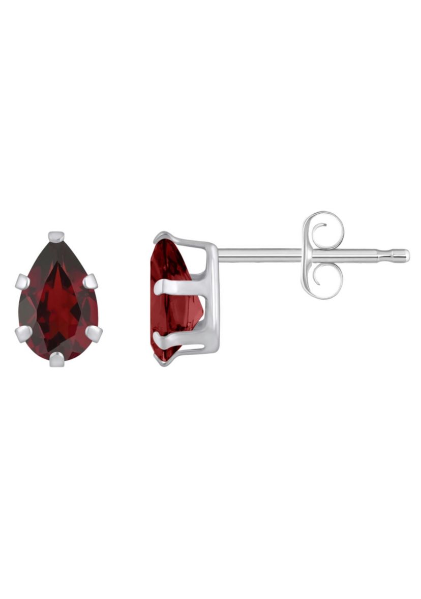10K Gold 6x4mm Pear Shape Garnet Stud Earrings