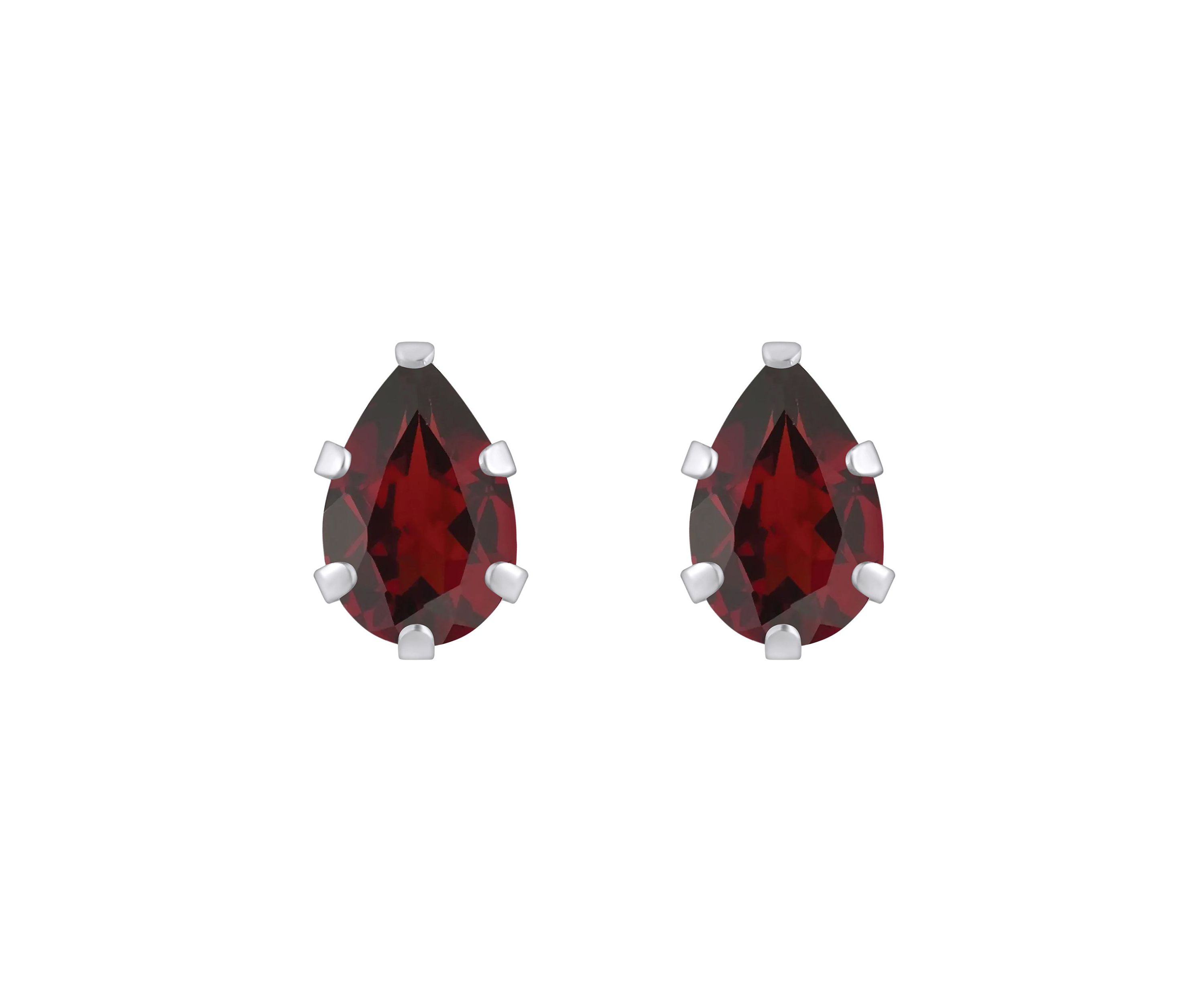 10K Gold 6x4mm Pear Shape Garnet Stud Earrings