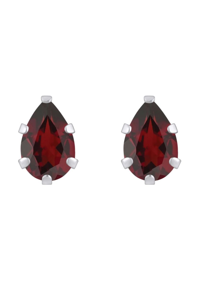 10K Gold 6x4mm Pear Shape Garnet Stud Earrings