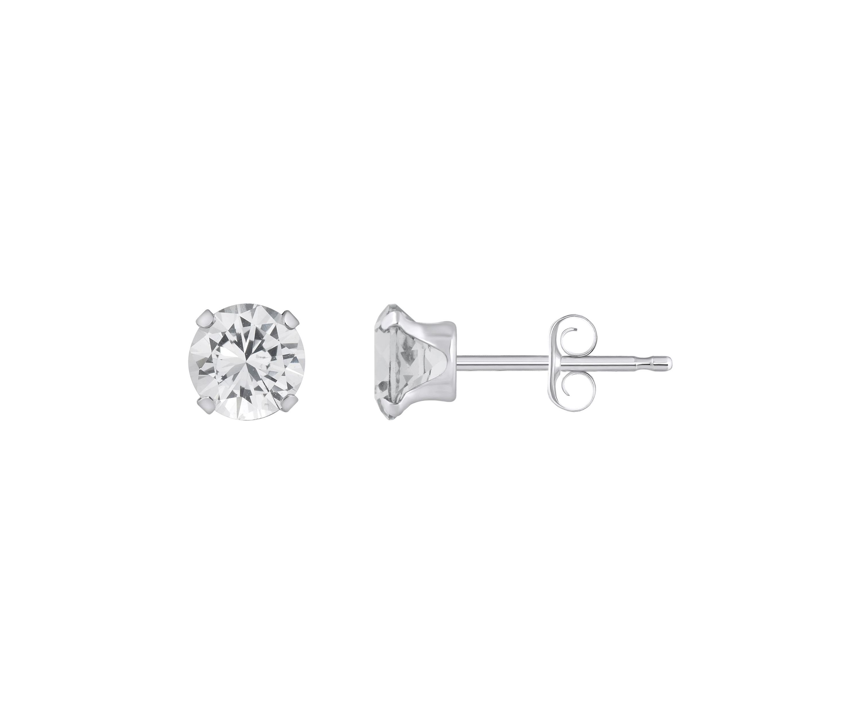 10K Gold 5mm Round White Topaz Stud Earrings