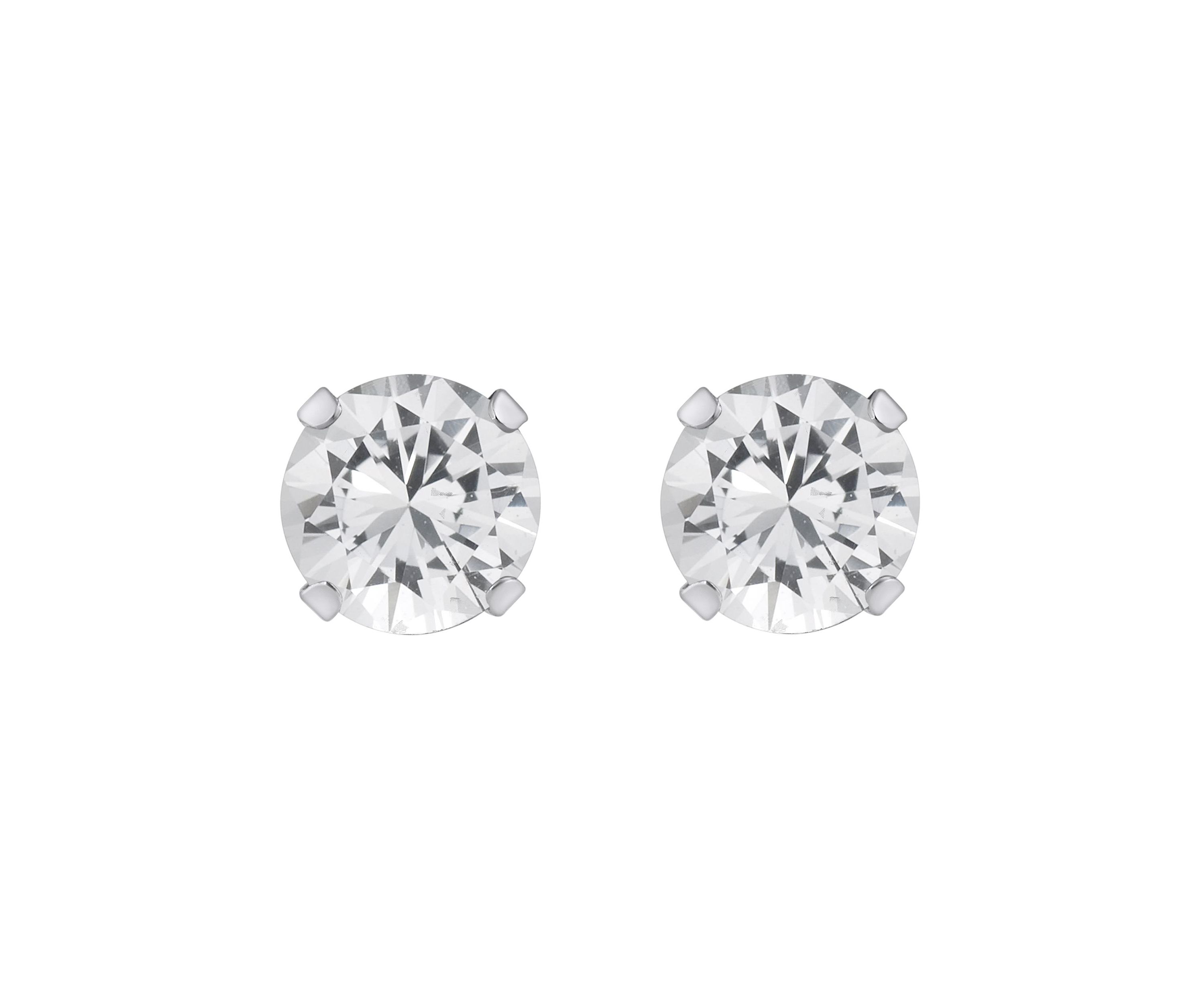 10K Gold 5mm Round White Topaz Stud Earrings