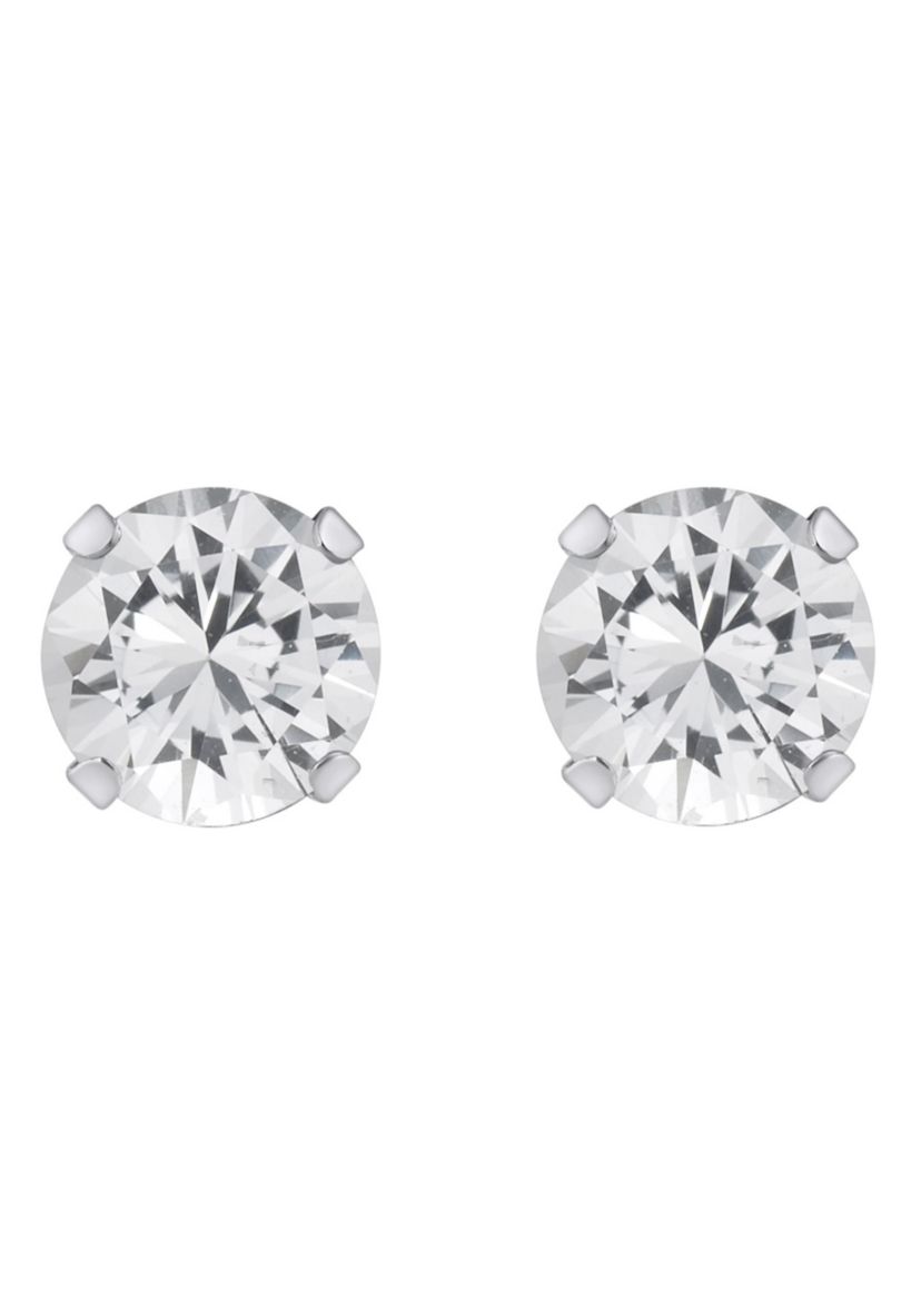 10K Gold 5mm Round White Topaz Stud Earrings