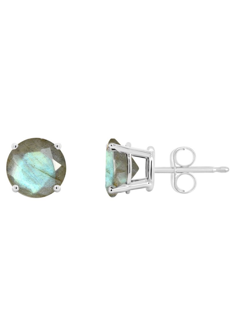 14K Yellow Gold 7mm Round Labradorite Stud Earrings