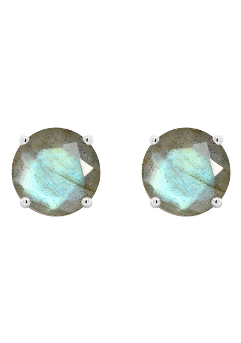 14K Yellow Gold 7mm Round Labradorite Stud Earrings