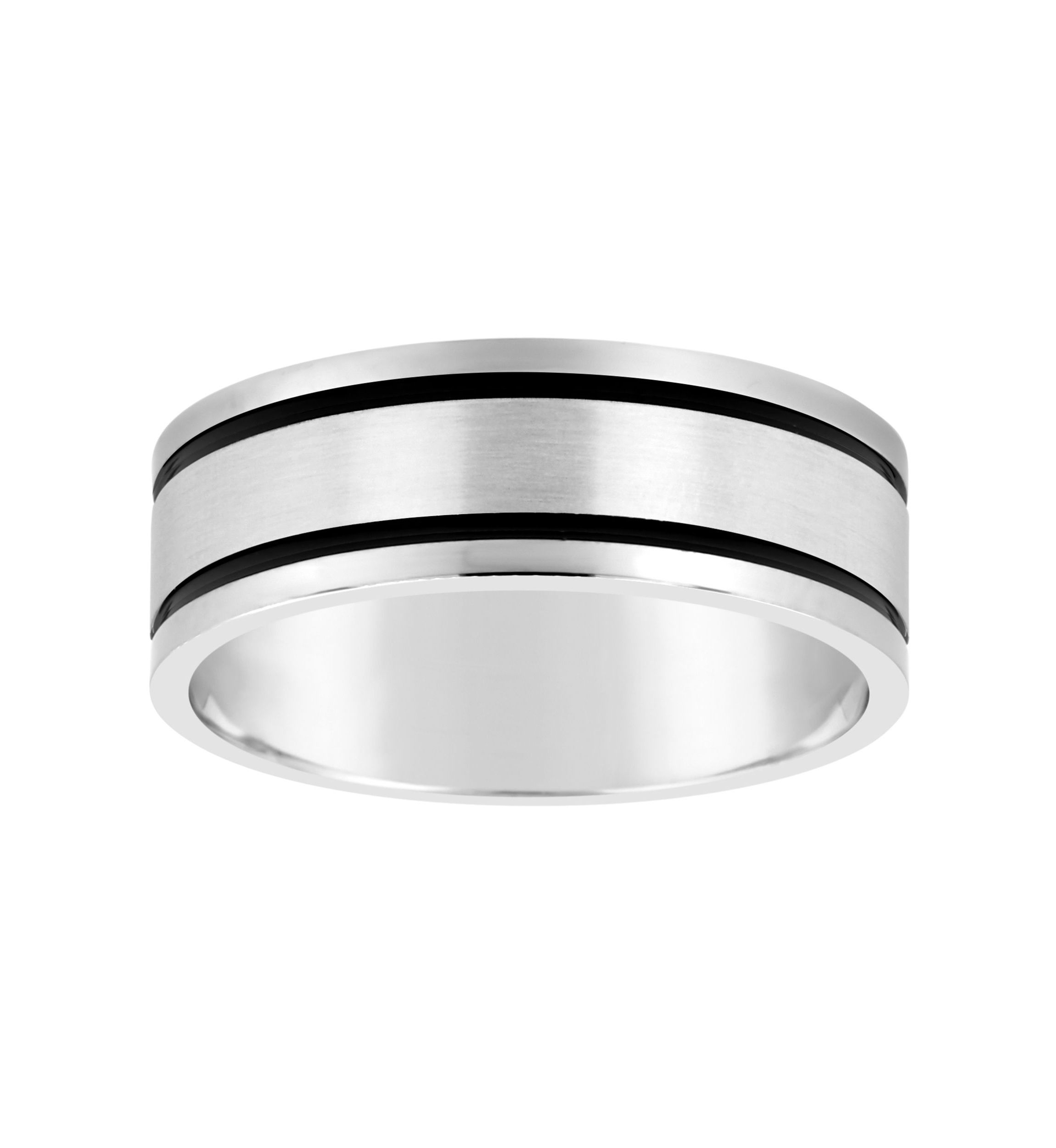 Mens 8mm Black Ion-Plated Stainless Steel Wedding Band