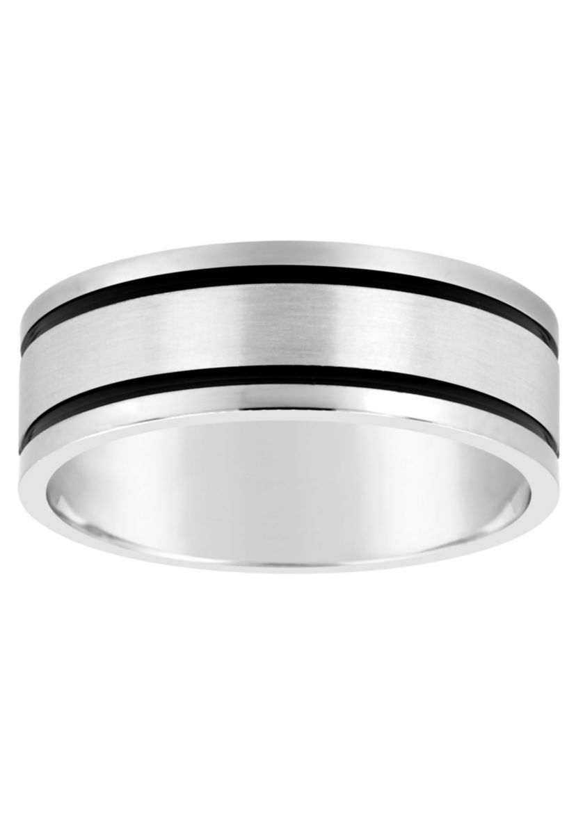 Mens 8mm Black Ion-Plated Stainless Steel Wedding Band