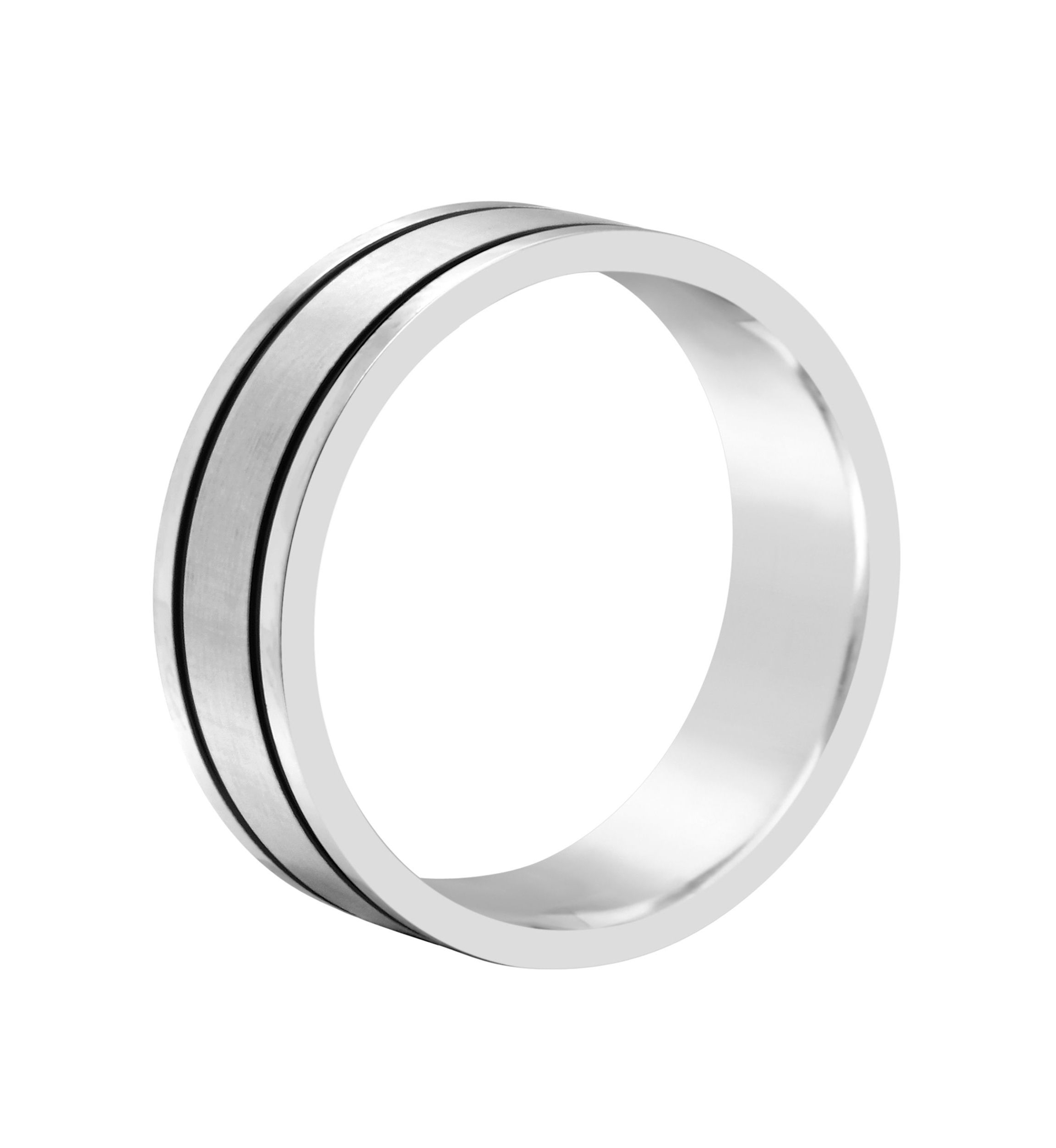 Mens 8mm Black Ion-Plated Stainless Steel Wedding Band