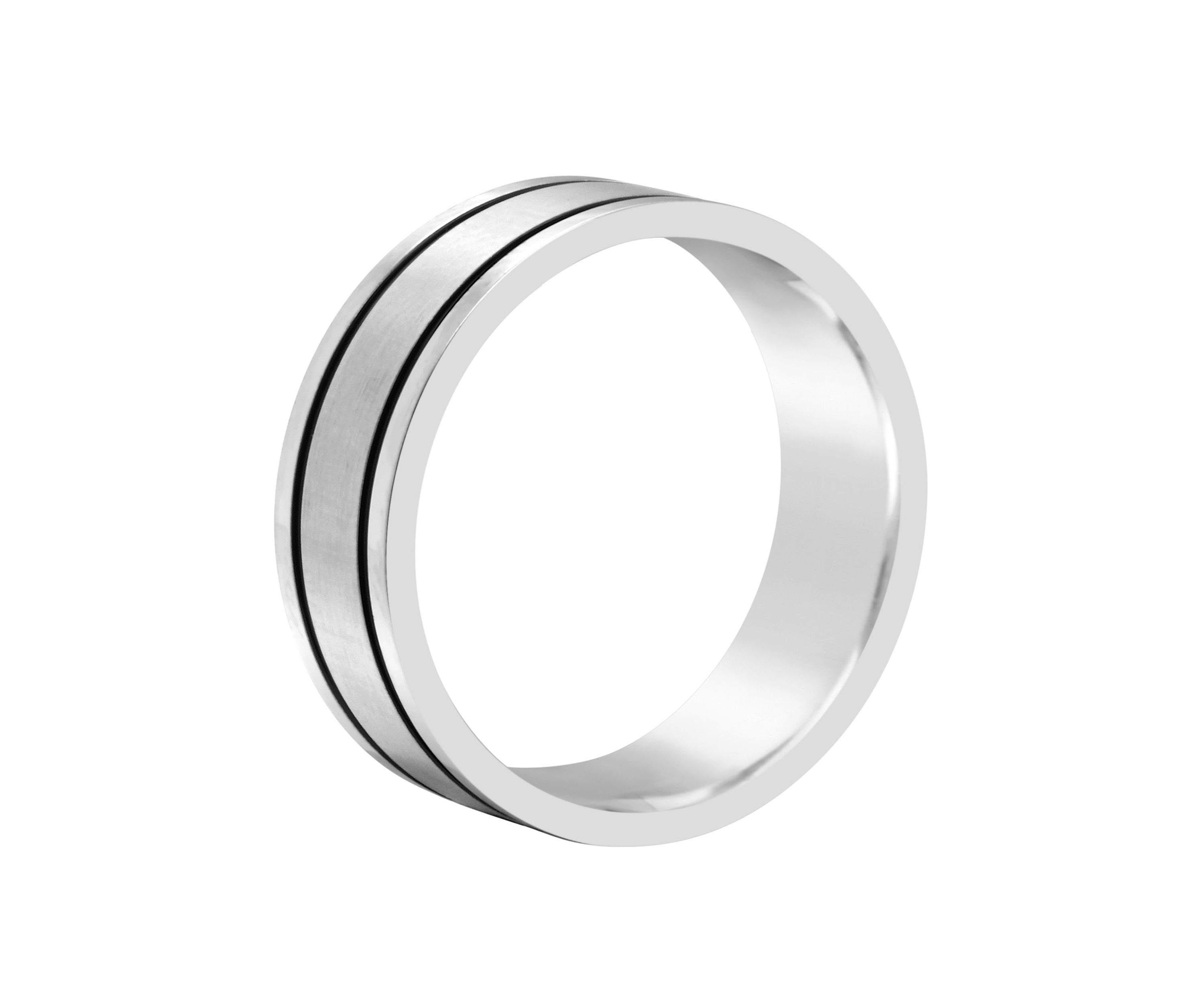 Mens 8mm Black Ion-Plated Stainless Steel Wedding Band
