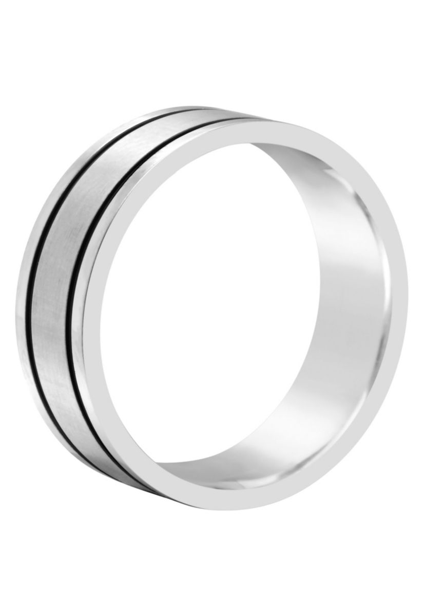 Mens 8mm Black Ion-Plated Stainless Steel Wedding Band