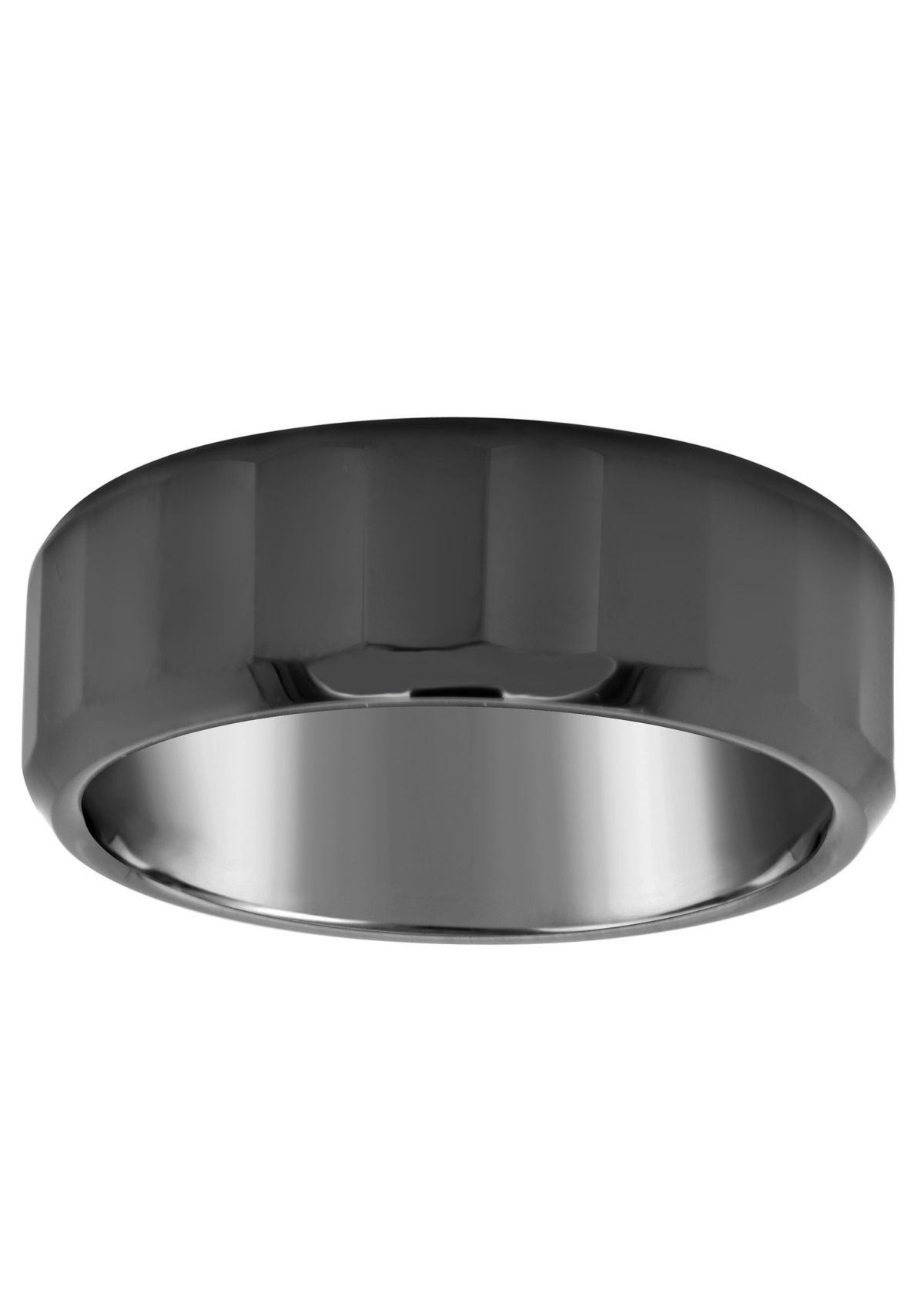 Mens 8mm Black Ceramic Flat-Sided Wedding Band