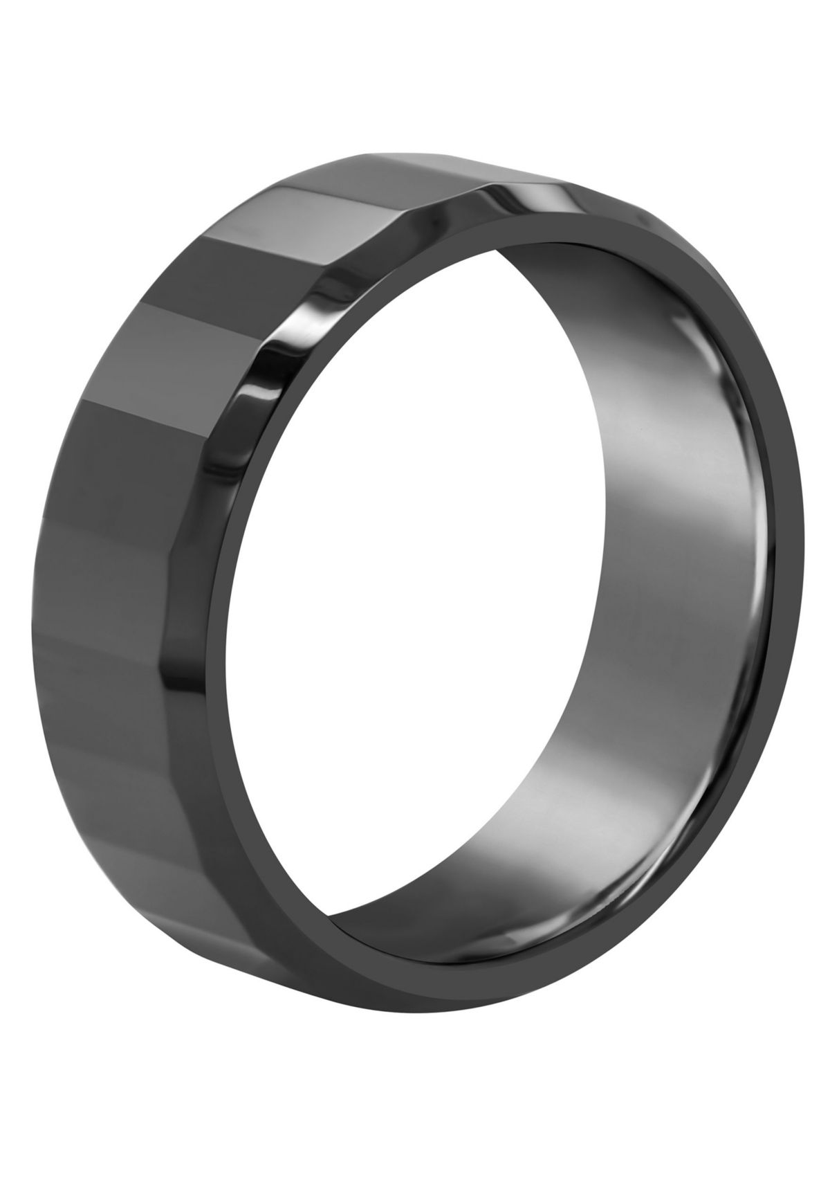 Mens 8mm Black Ceramic Flat-Sided Wedding Band