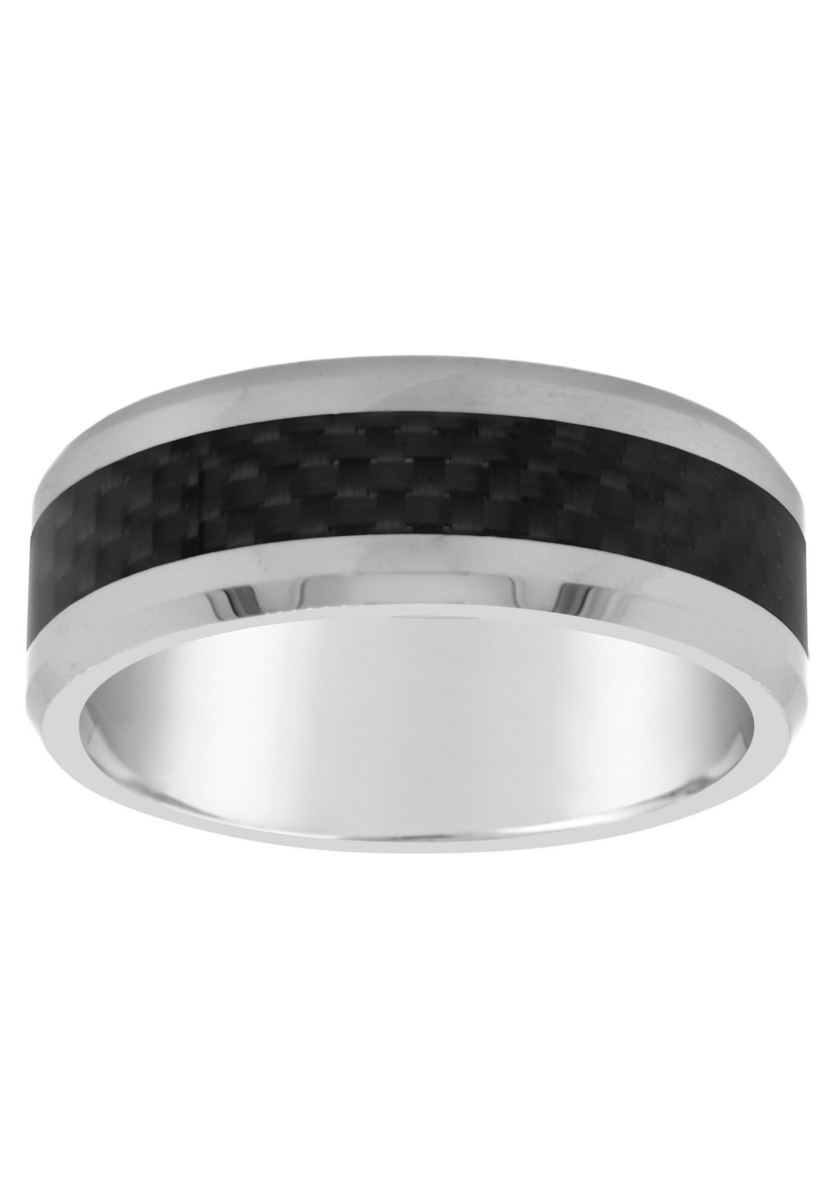 Mens 8mm Tungsten and Carbon Fiber Wedding Band