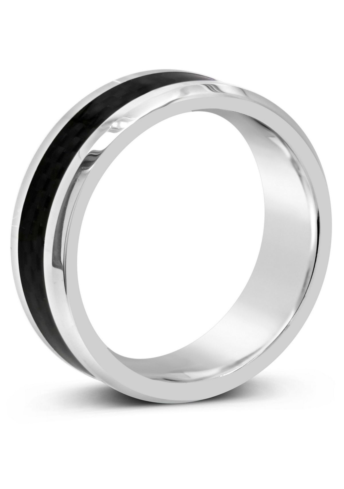 Mens 8mm Tungsten and Carbon Fiber Wedding Band