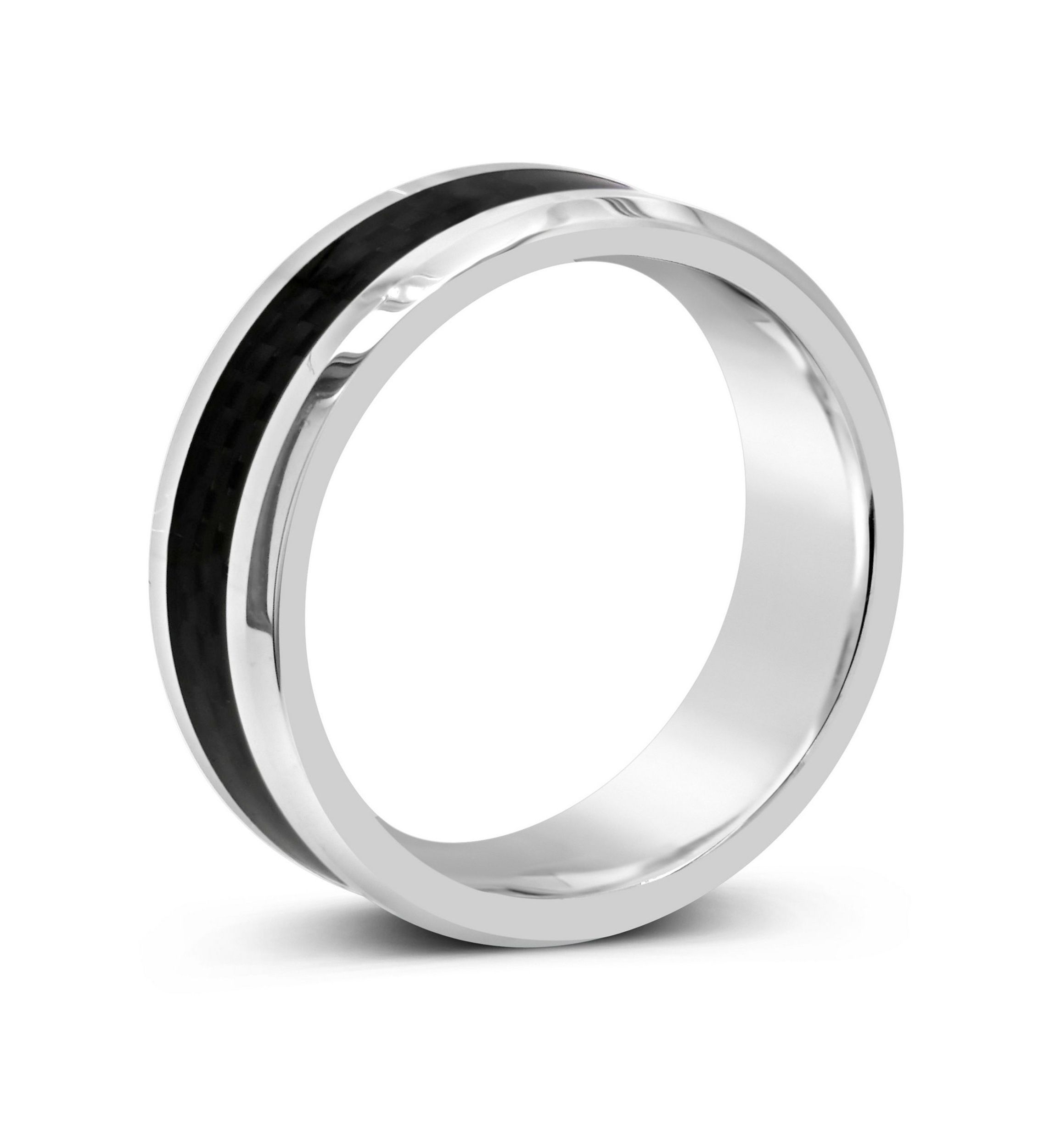 Mens 8mm Tungsten and Carbon Fiber Wedding Band