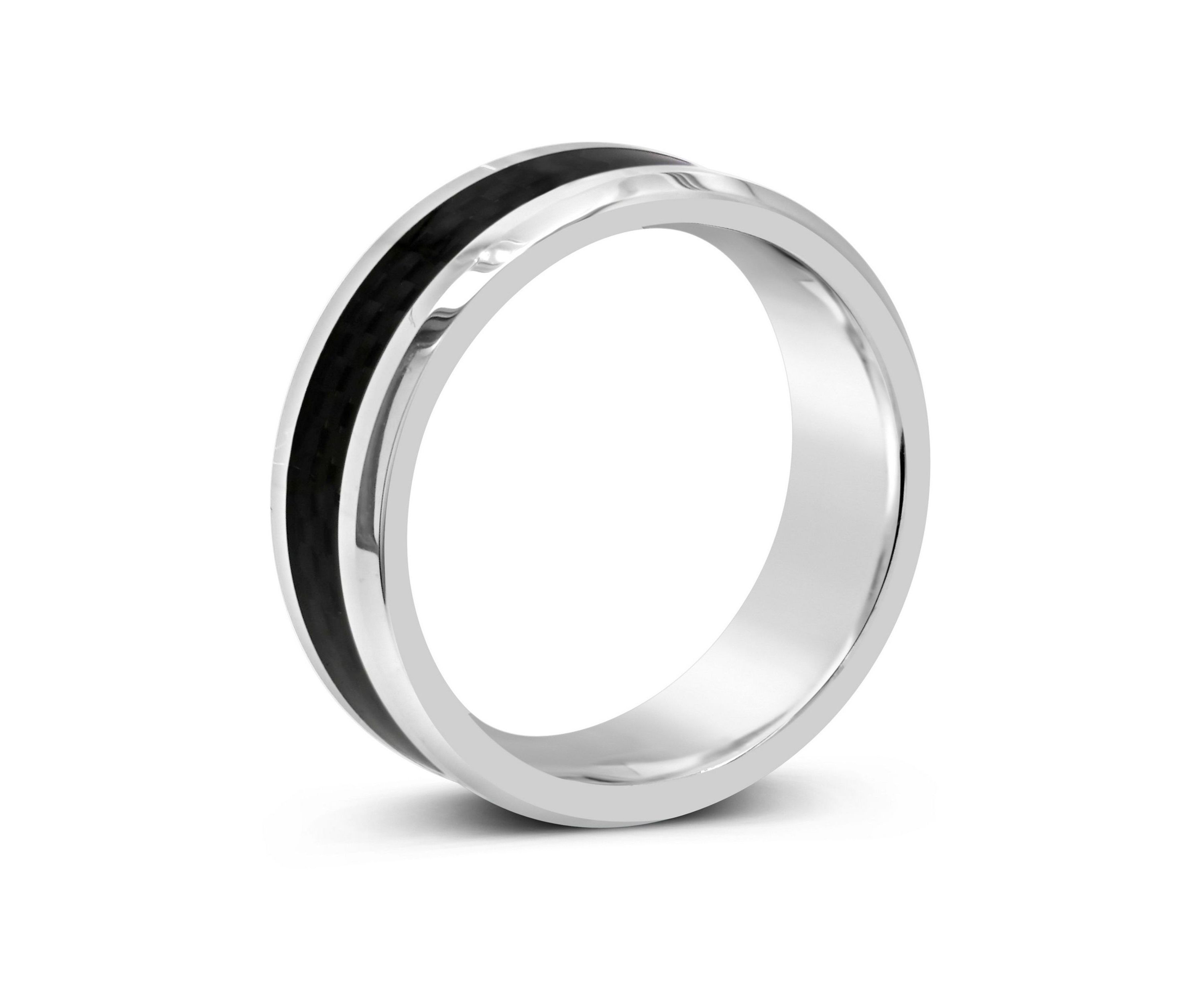 Mens 8mm Tungsten and Carbon Fiber Wedding Band