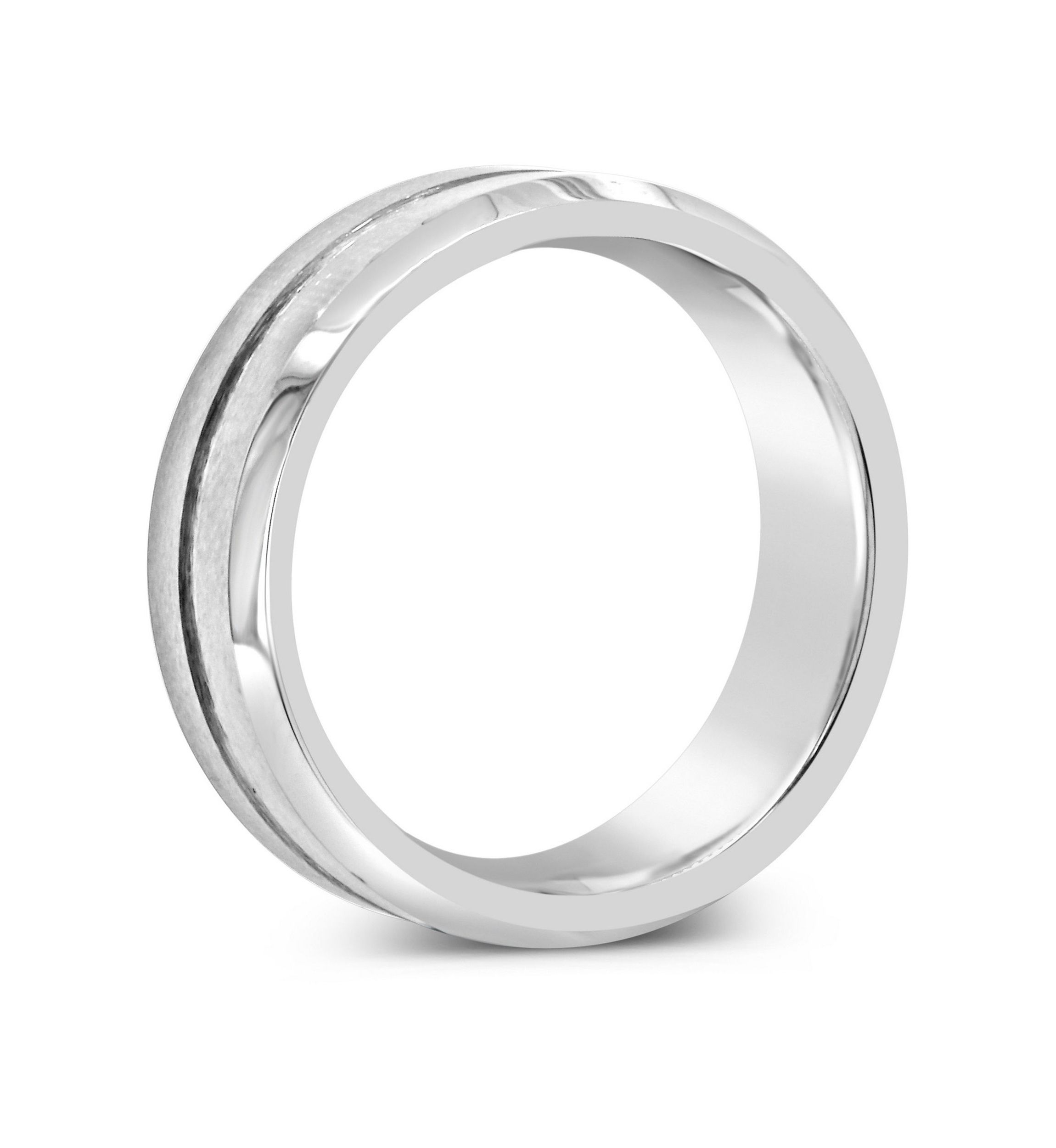 Mens 8mm Grooved Tungsten Wedding Band