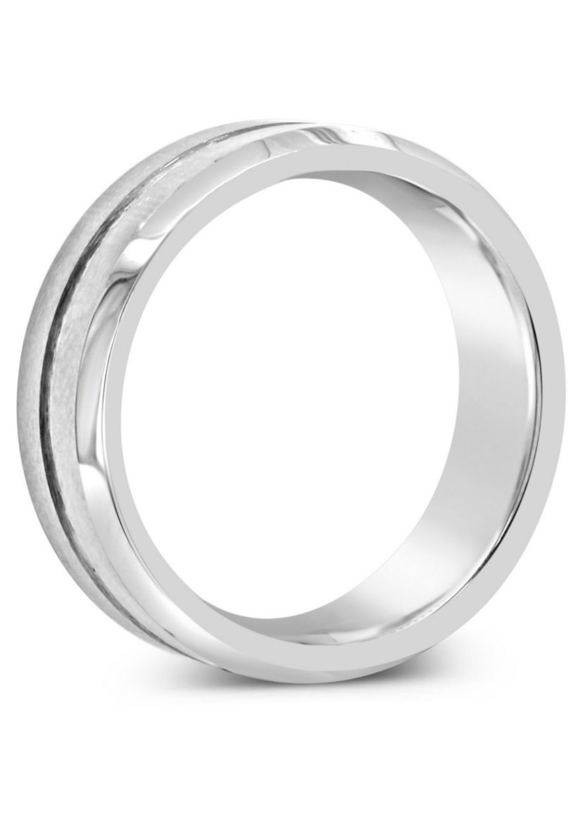 Mens 8mm Grooved Tungsten Wedding Band