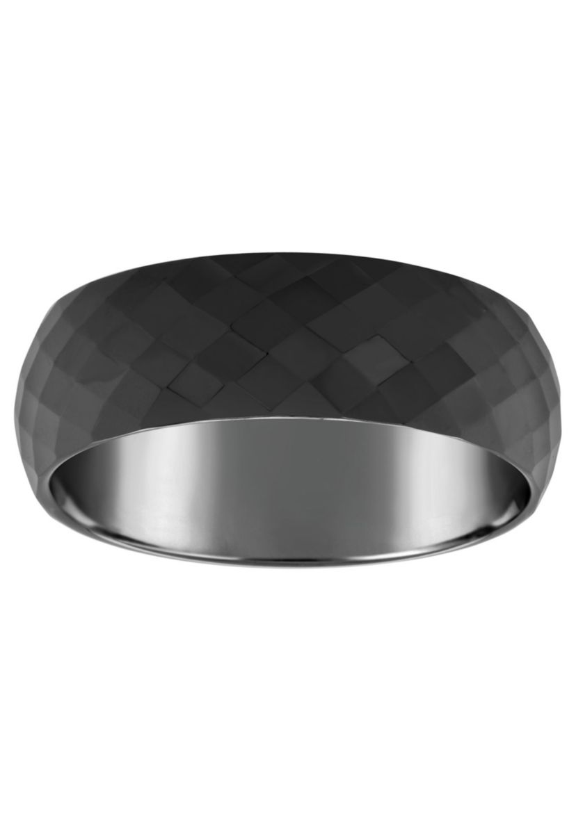 Mens 7.5mm Black Ceramic Faceted Wedding Band