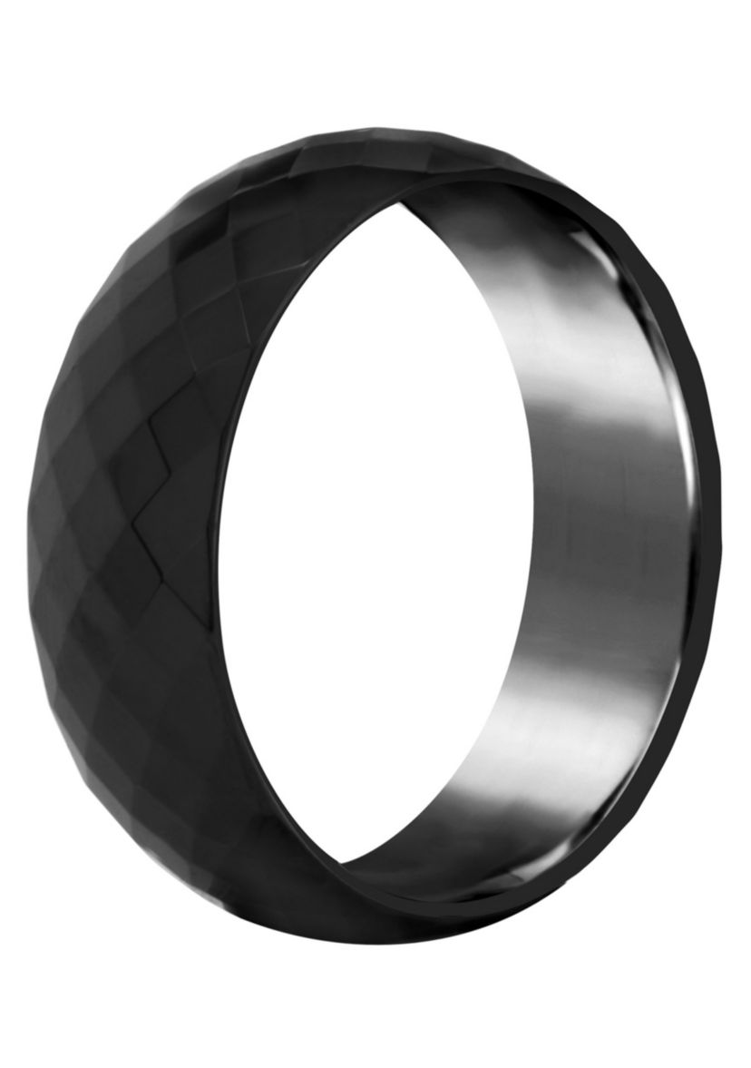 Mens 7.5mm Black Ceramic Faceted Wedding Band