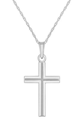 14K White Gold Cross Pendant Necklace