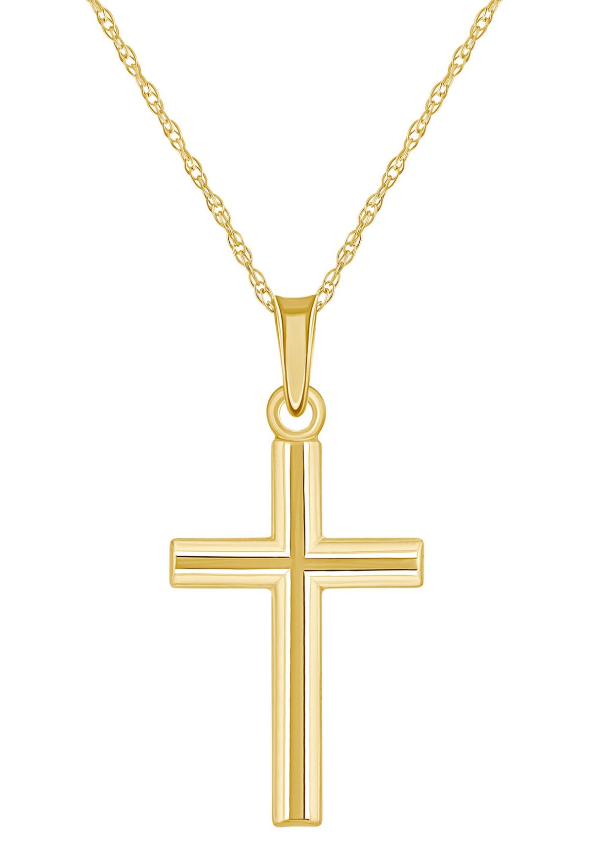 14K White Gold Cross Pendant Necklace