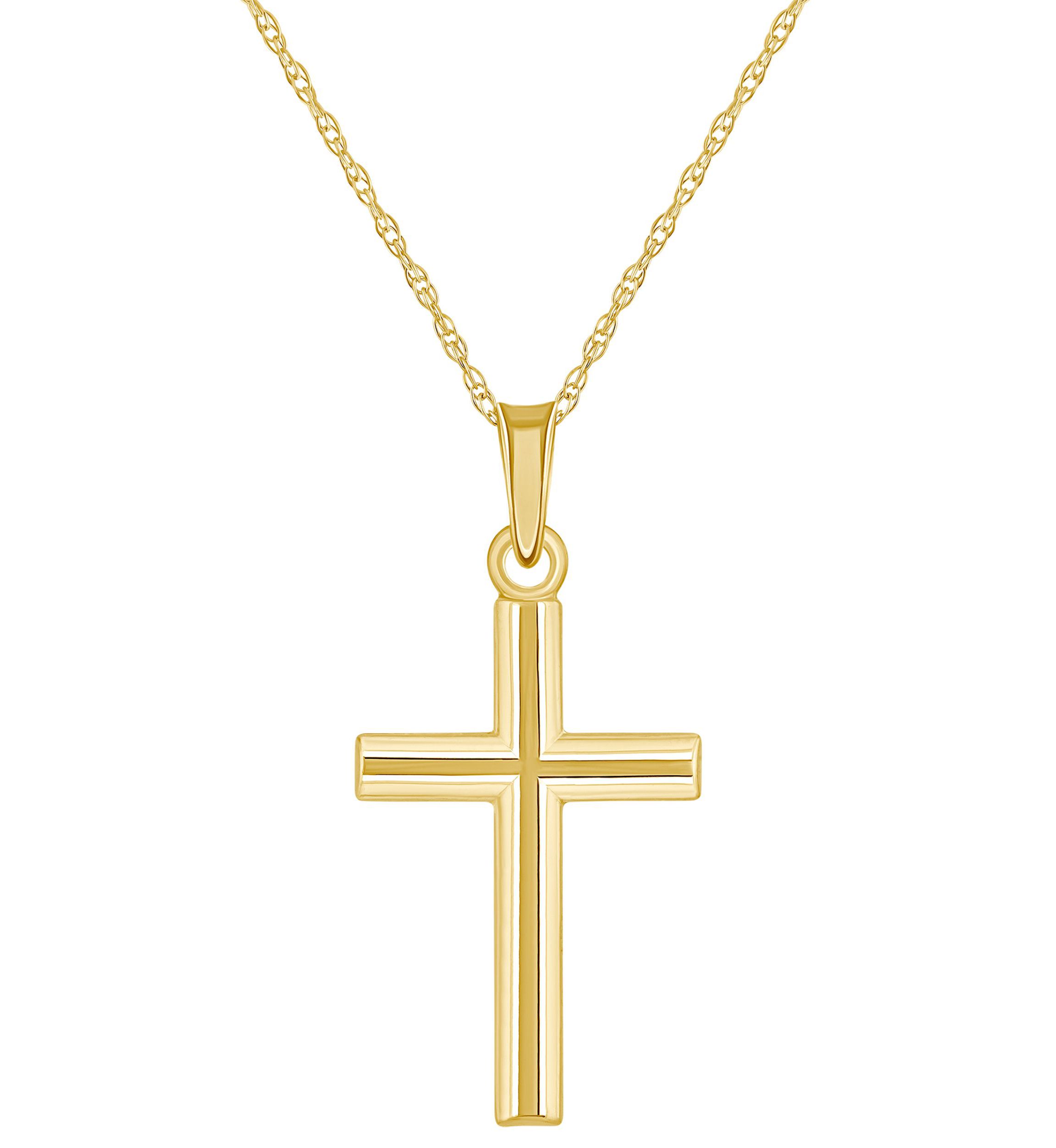 14K White Gold Cross Pendant Necklace