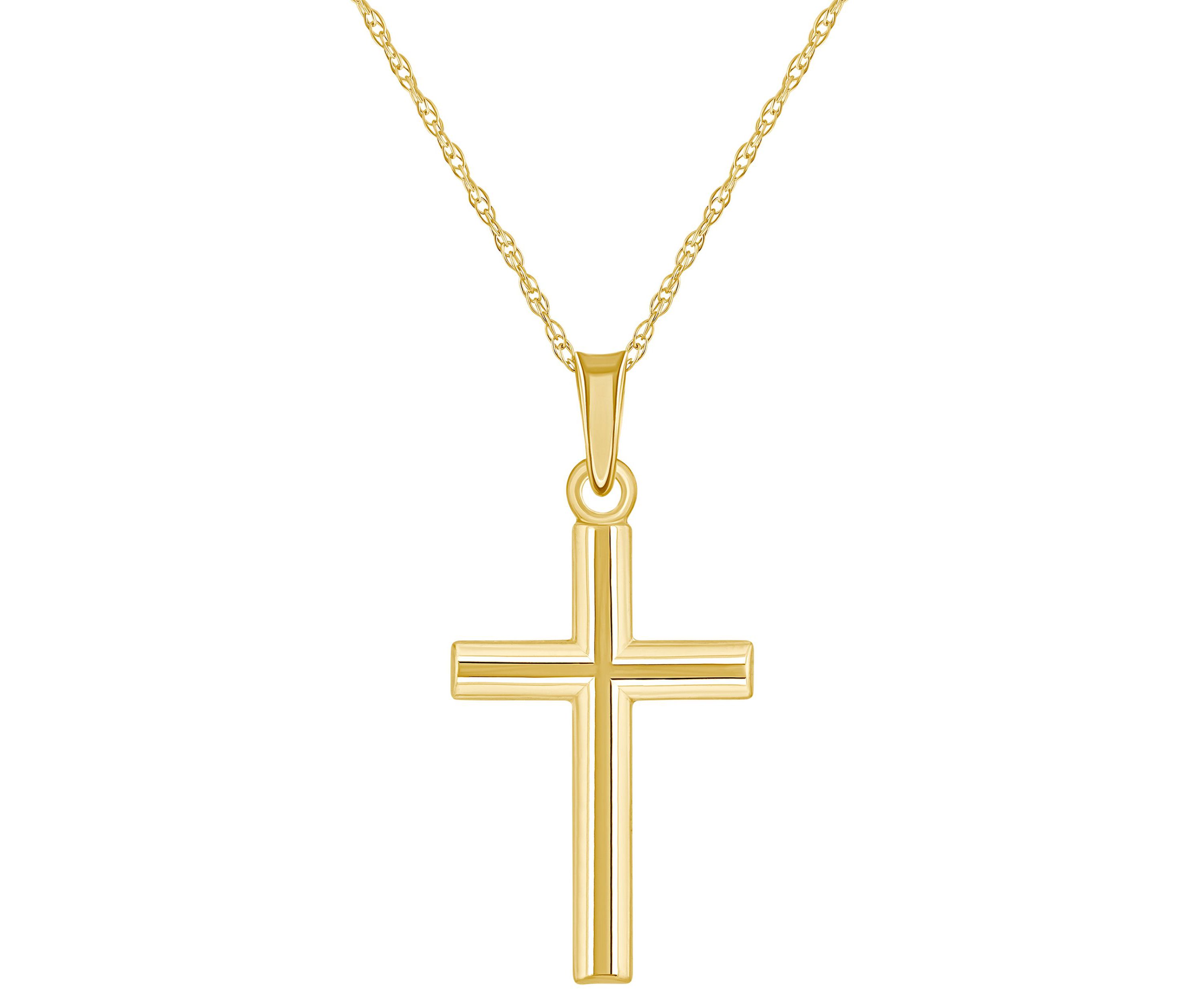 14K White Gold Cross Pendant Necklace