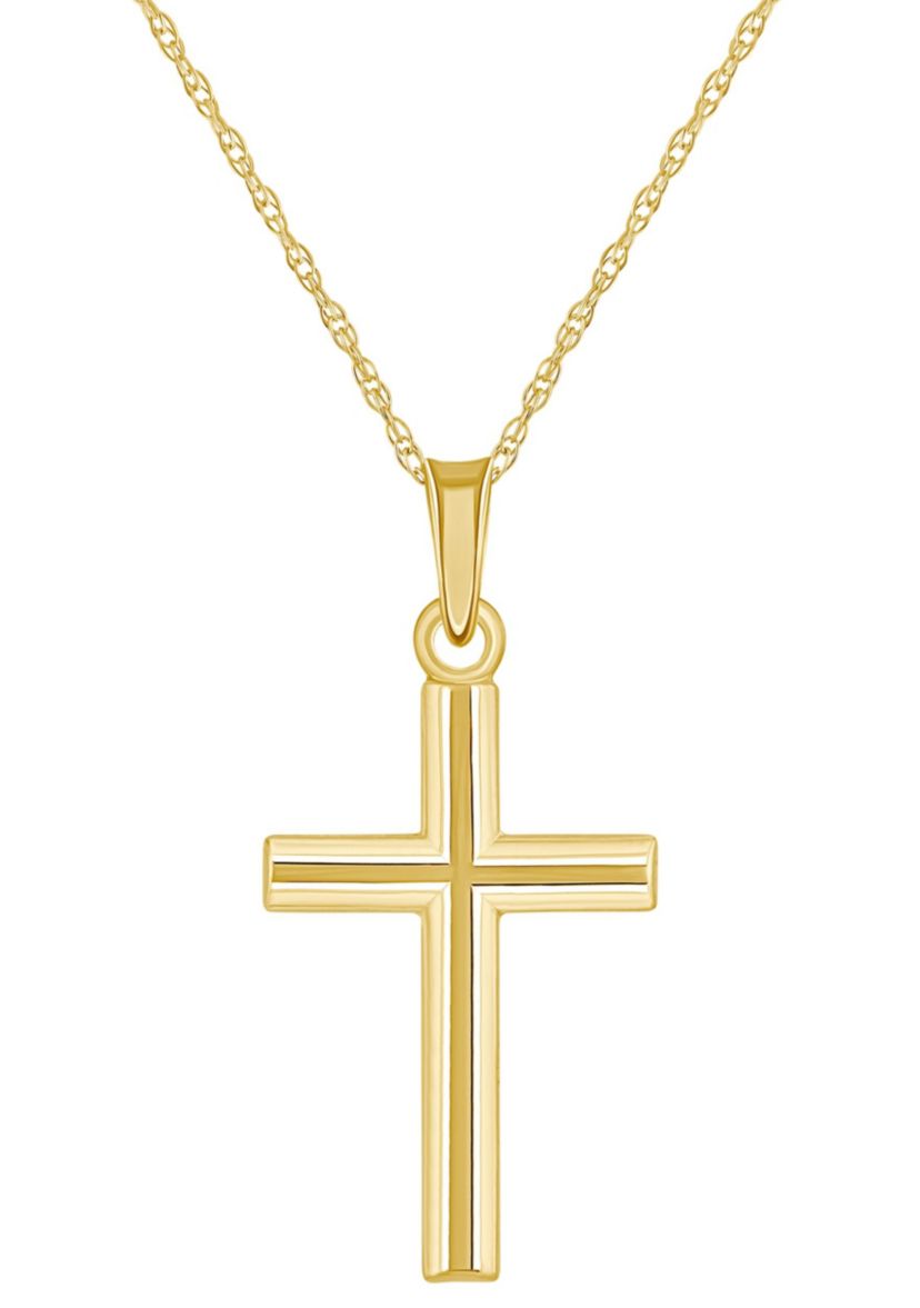 14K White Gold Cross Pendant Necklace