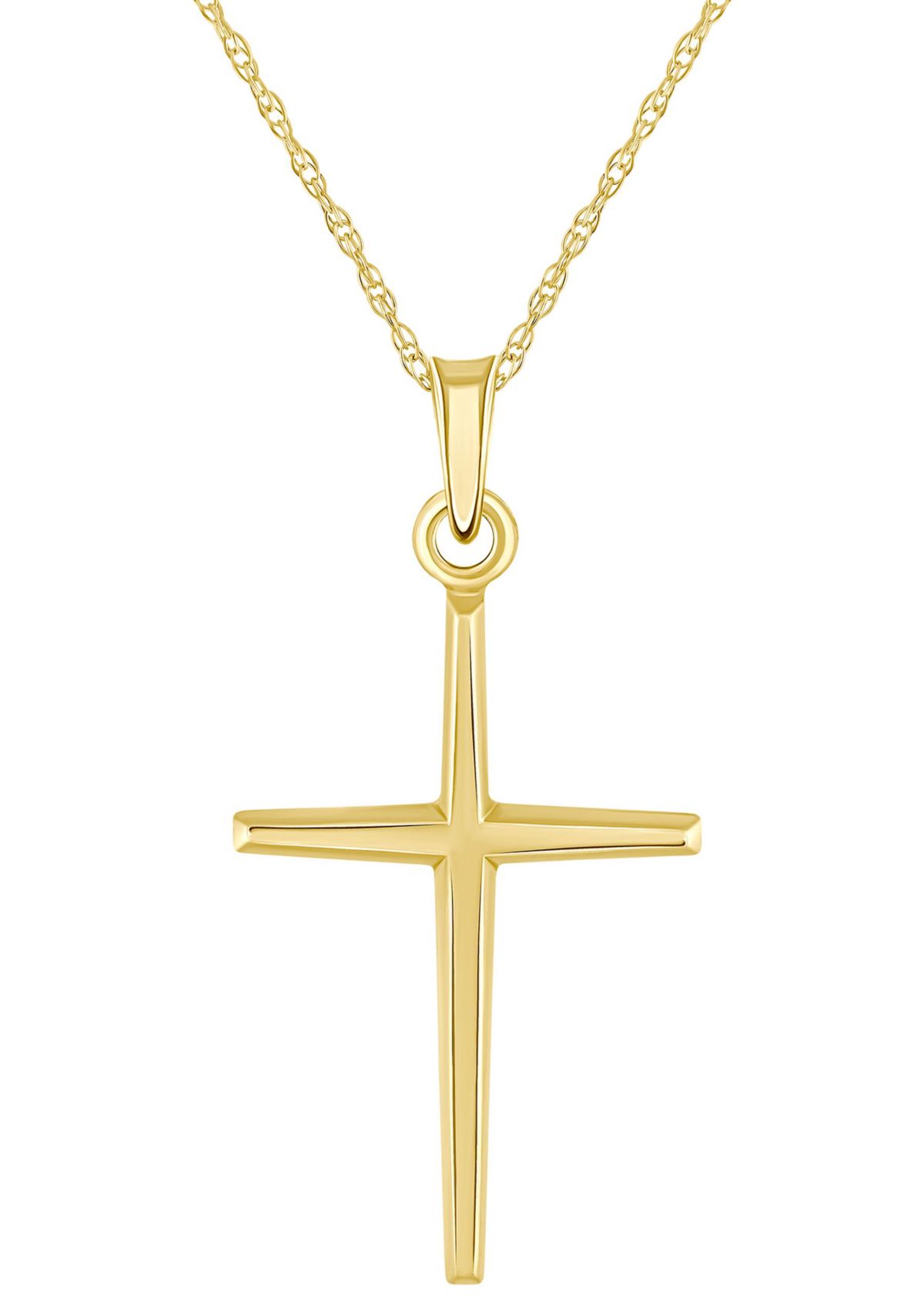 14K Yellow Gold Cross Pendant Necklace