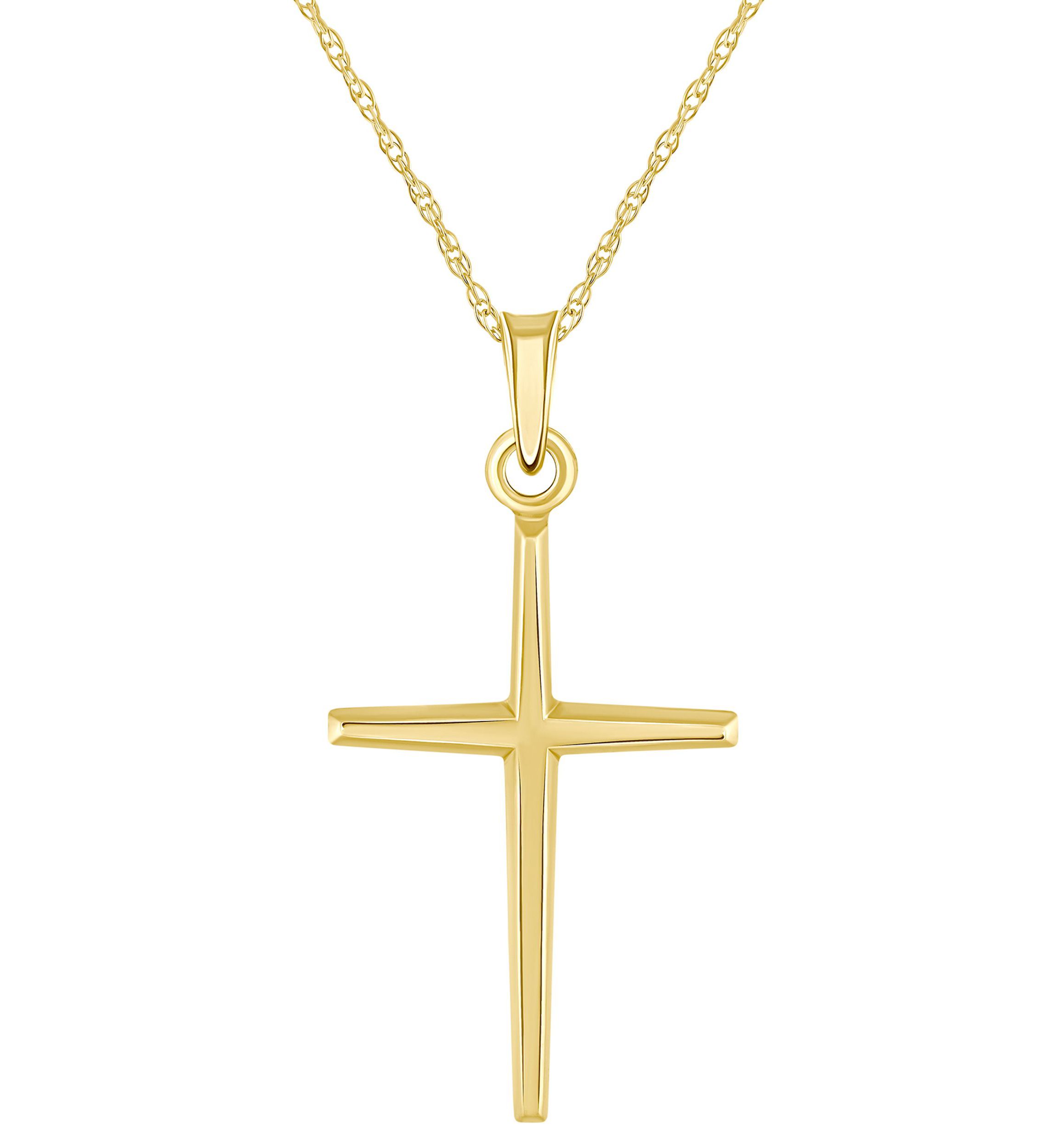 14K Yellow Gold Cross Pendant Necklace