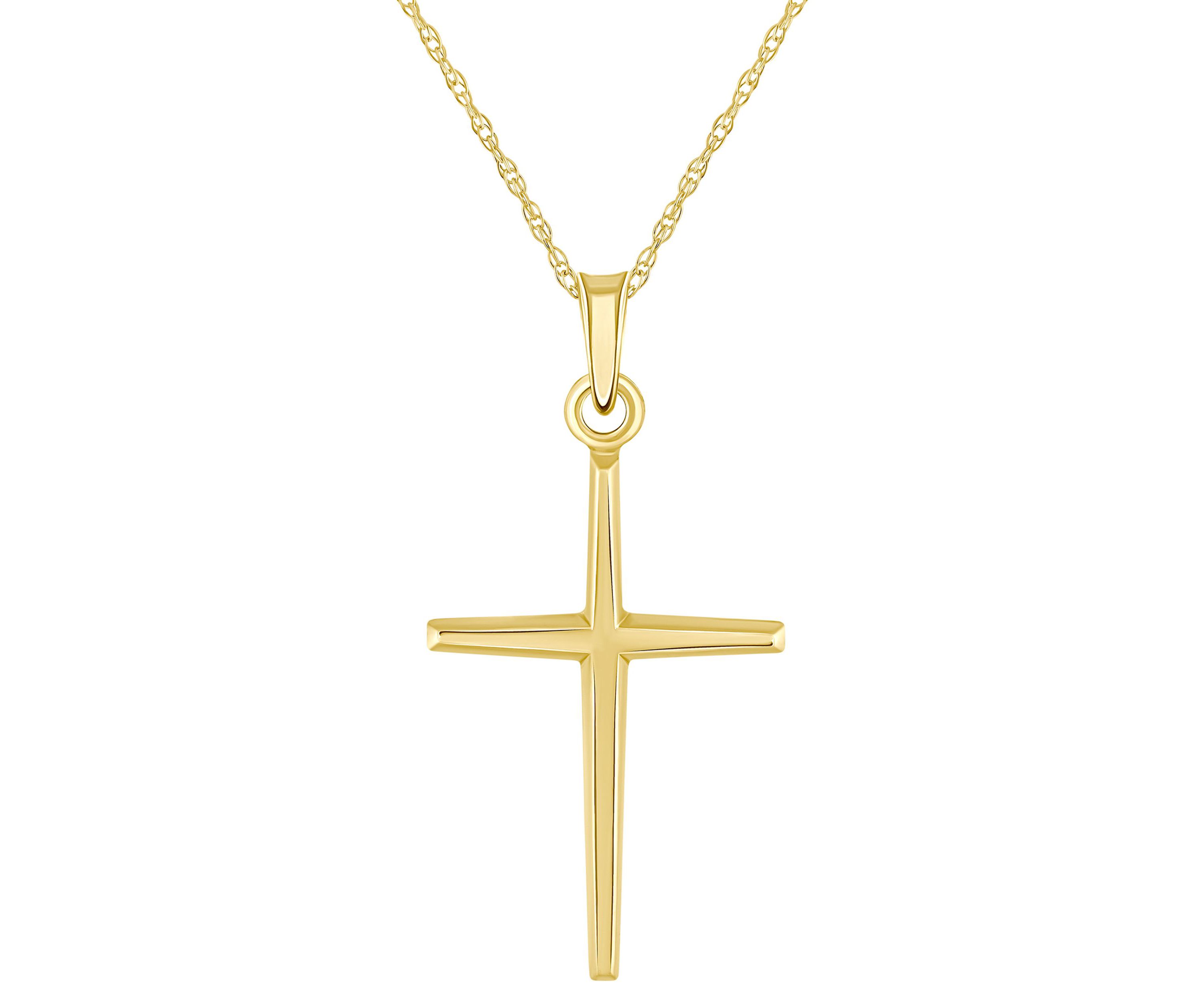 14K Yellow Gold Cross Pendant Necklace