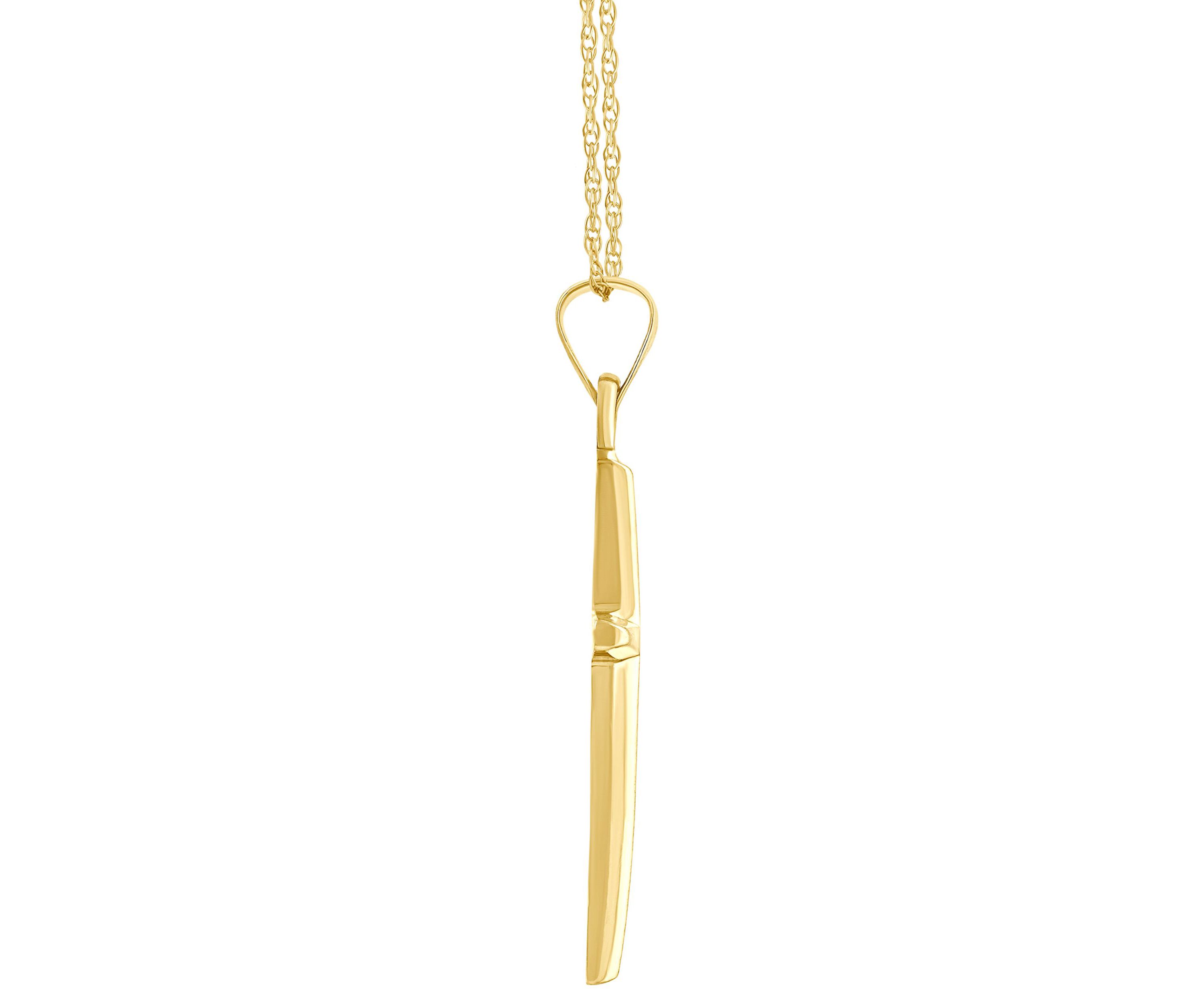 14K Yellow Gold Cross Pendant Necklace