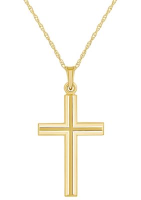 Belk & Co 14K White Gold Cross Pendant Necklace, Yellow