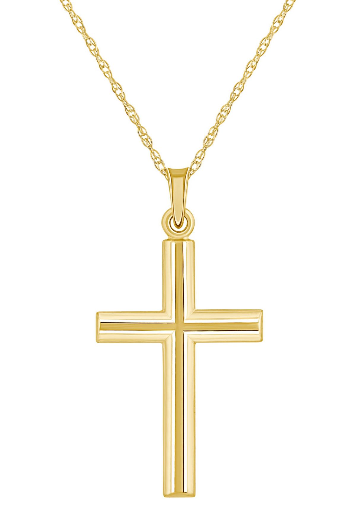14K White Gold Cross Pendant Necklace