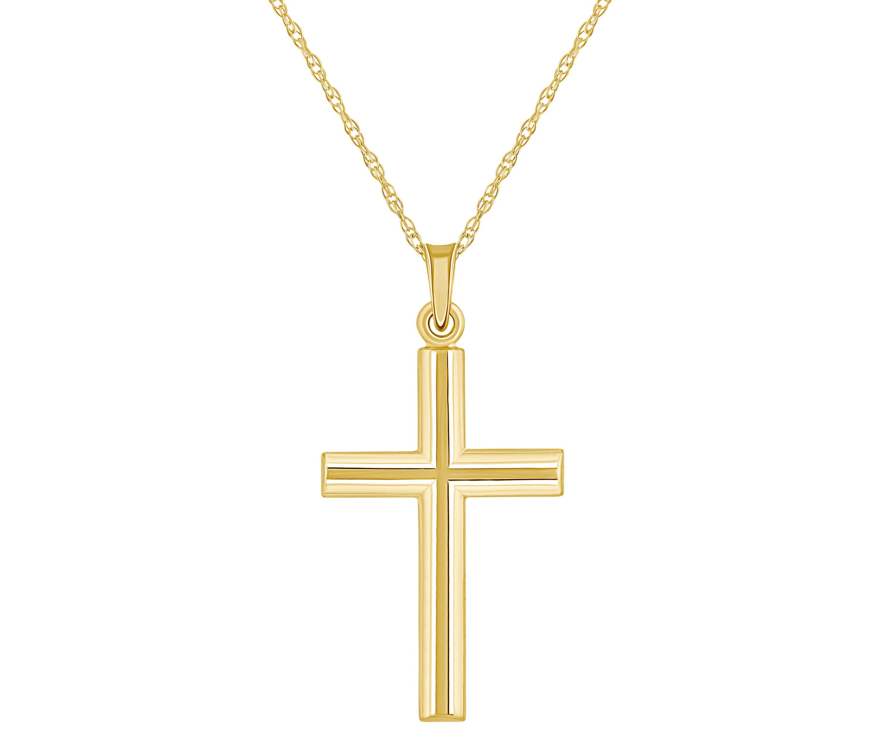 14K White Gold Cross Pendant Necklace