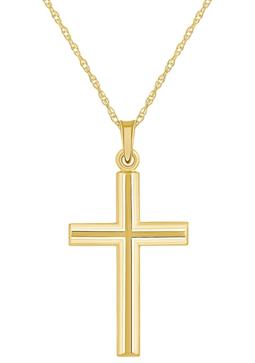 14K White Gold Cross Pendant Necklace