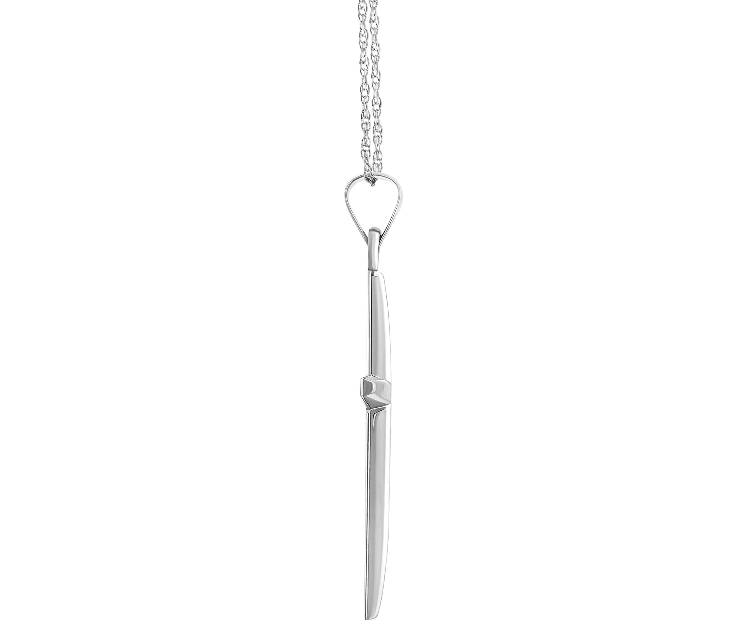 14K White Gold Cross Pendant Necklace